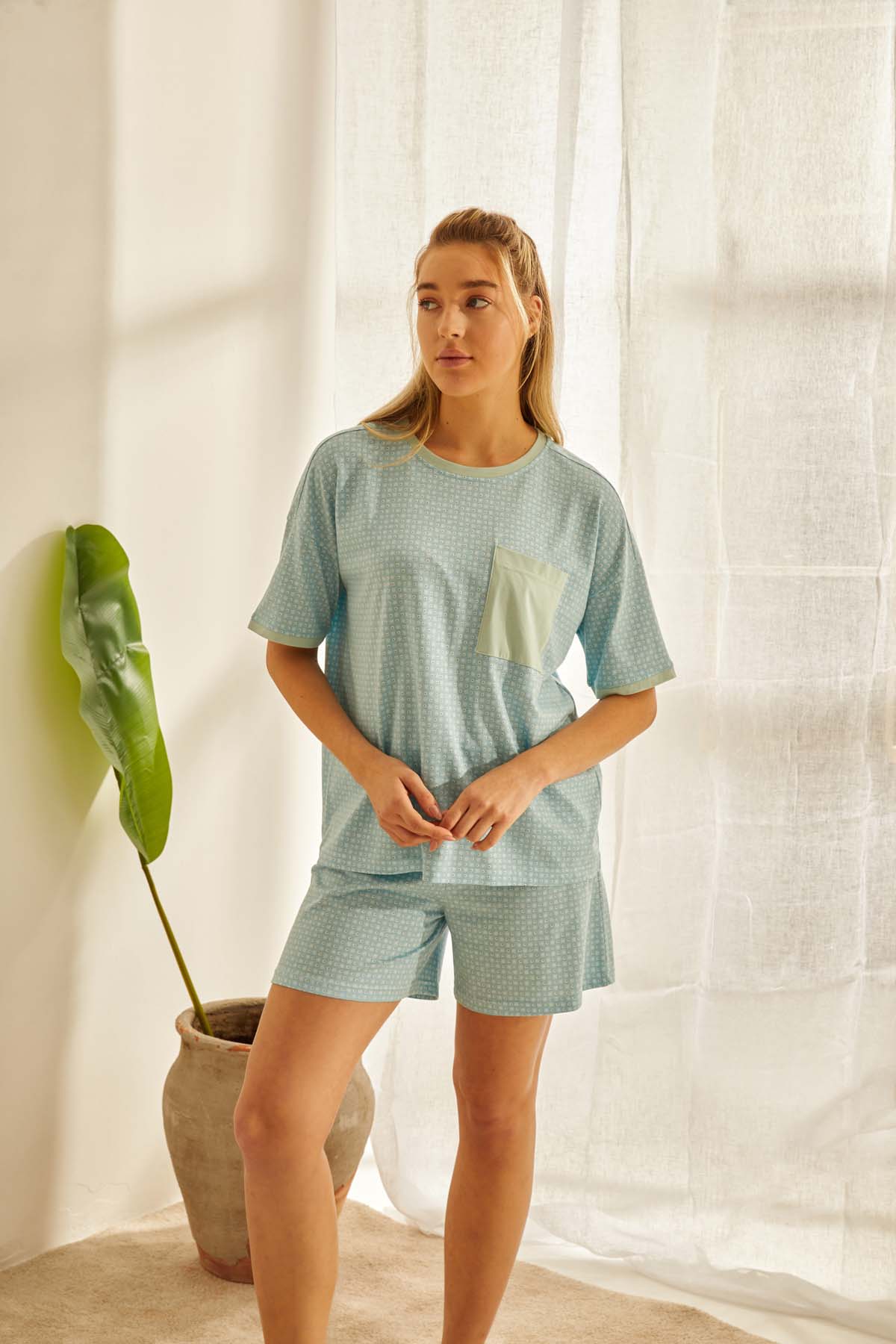 Kadın Modal Cep Detaylı Pijama Üstü
