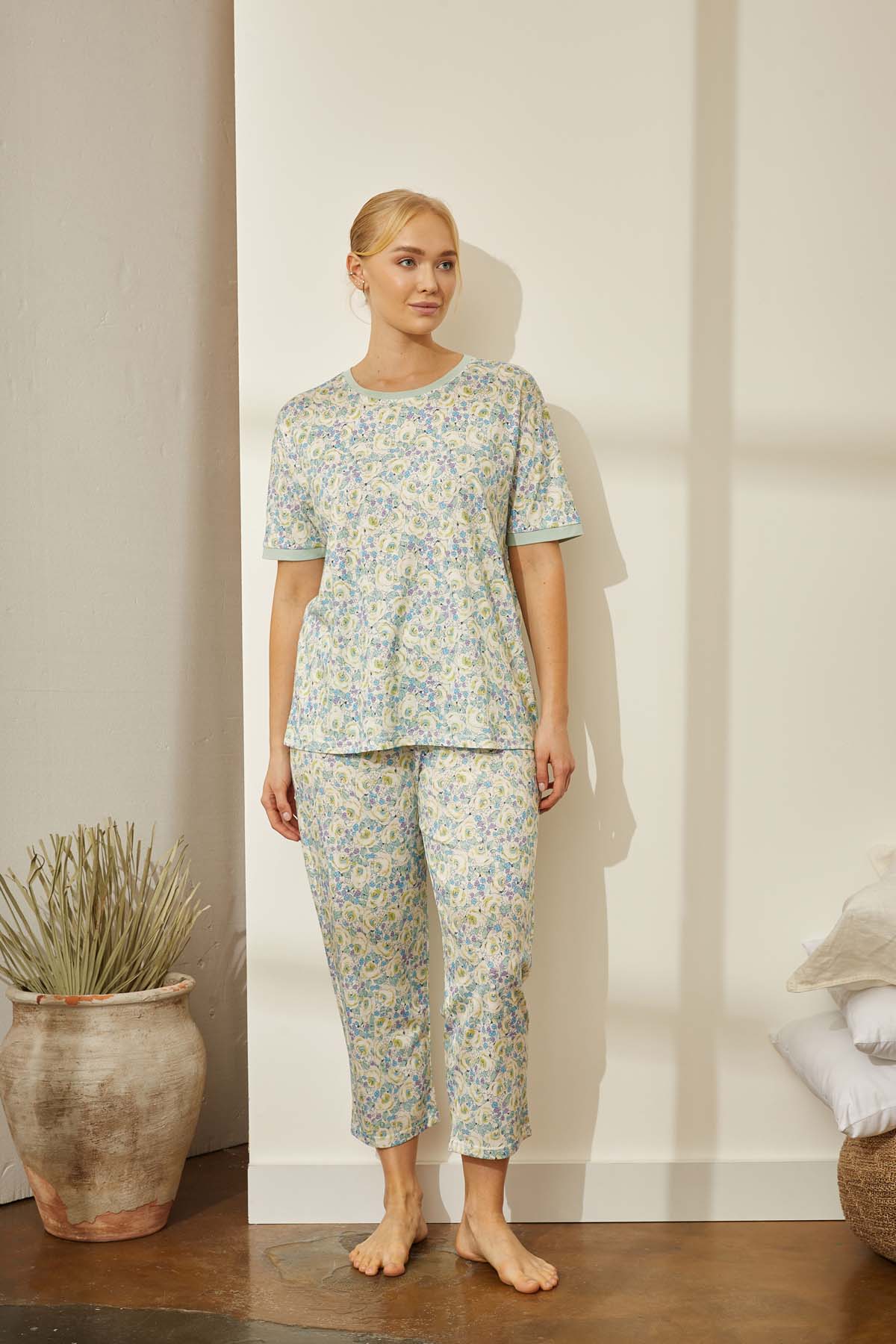 Kadın Büyük Beden Modal Kapri Pijama Takımı