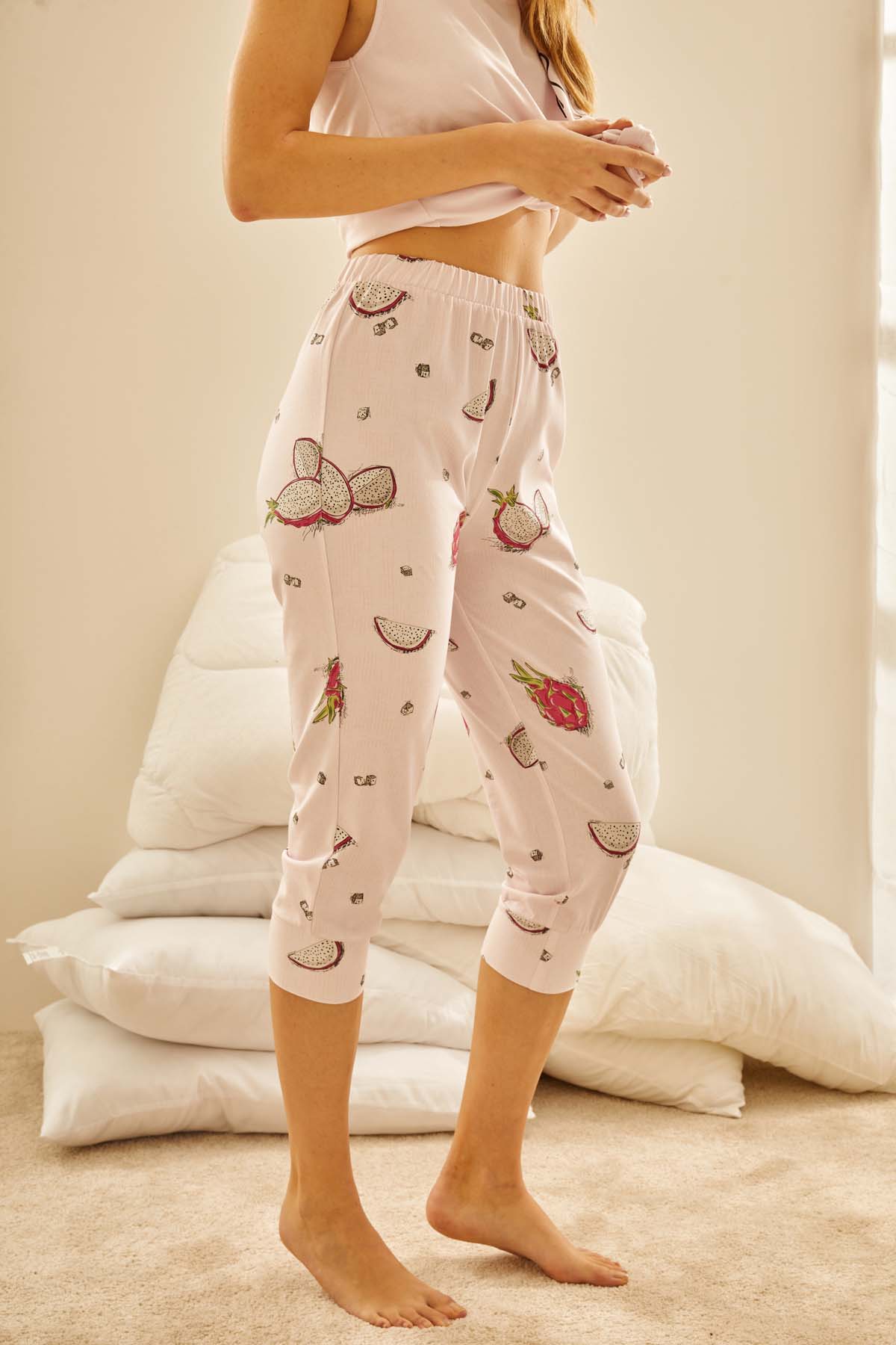 Kadın Pamuklu Kapri Pijama Altı