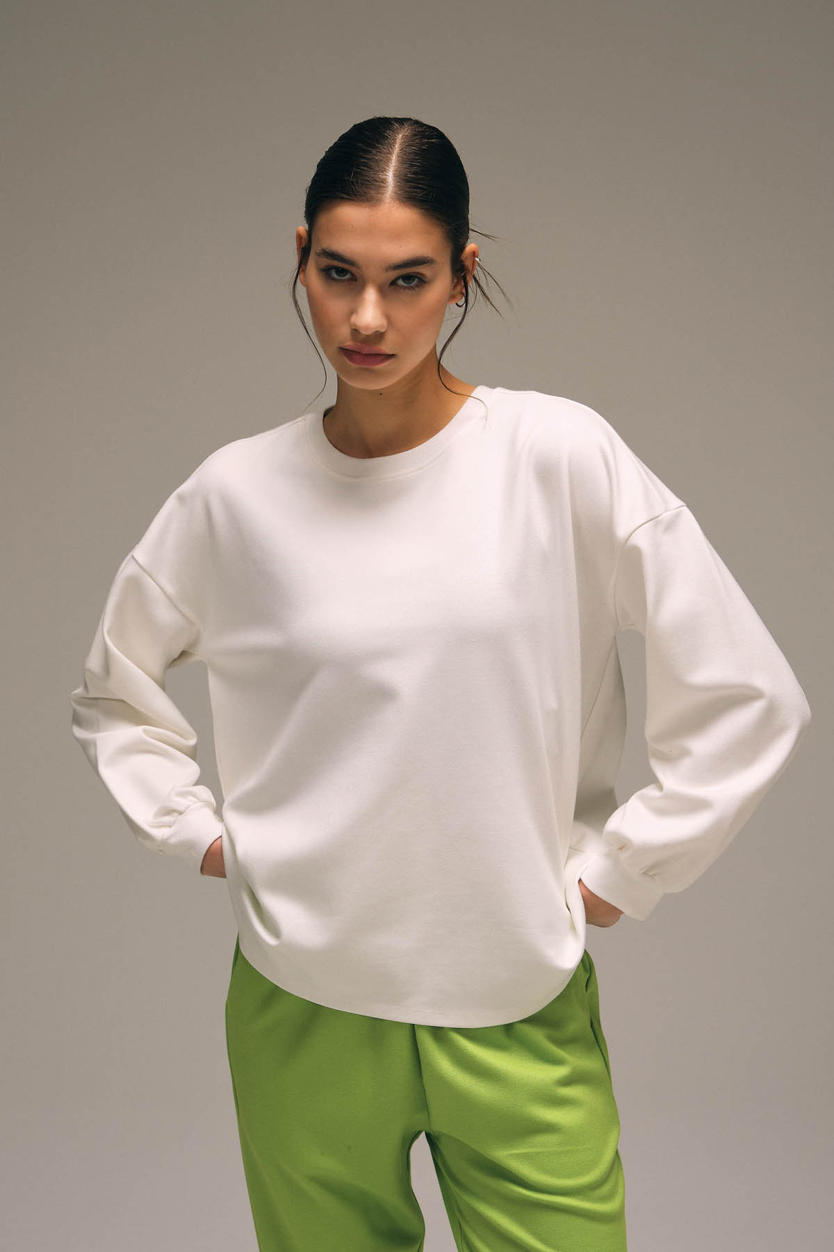 Kadın Viscose Örme Oversize Sweatshirt