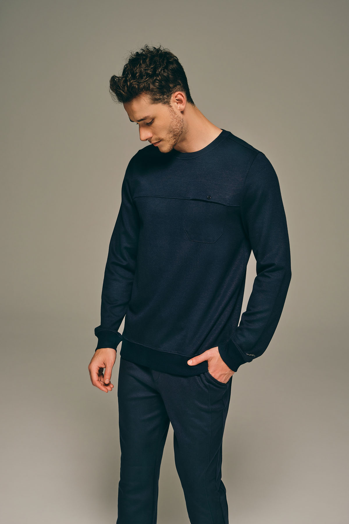 Erkek Viscose Örme Cep Detaylı Sweatshirt