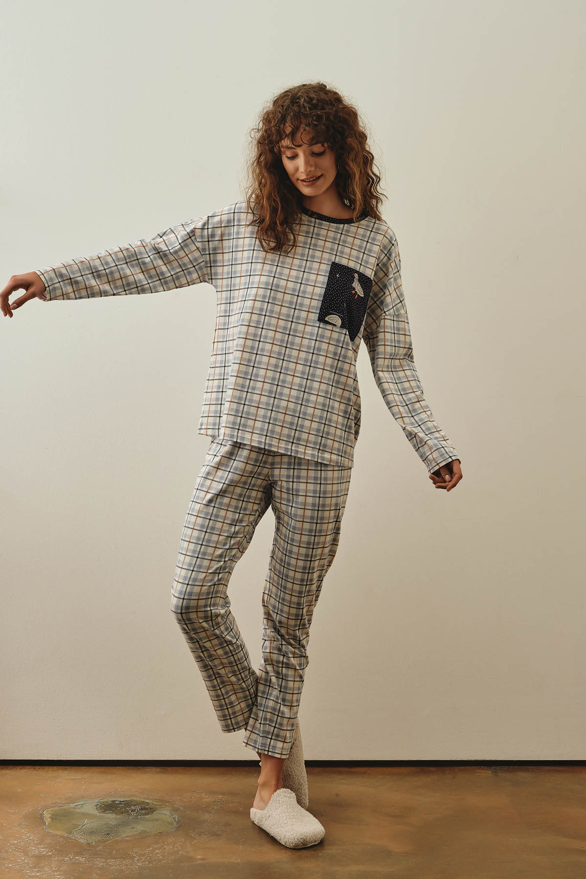 Kadın Pamuklu Uzun Kollu Pijama Takımı