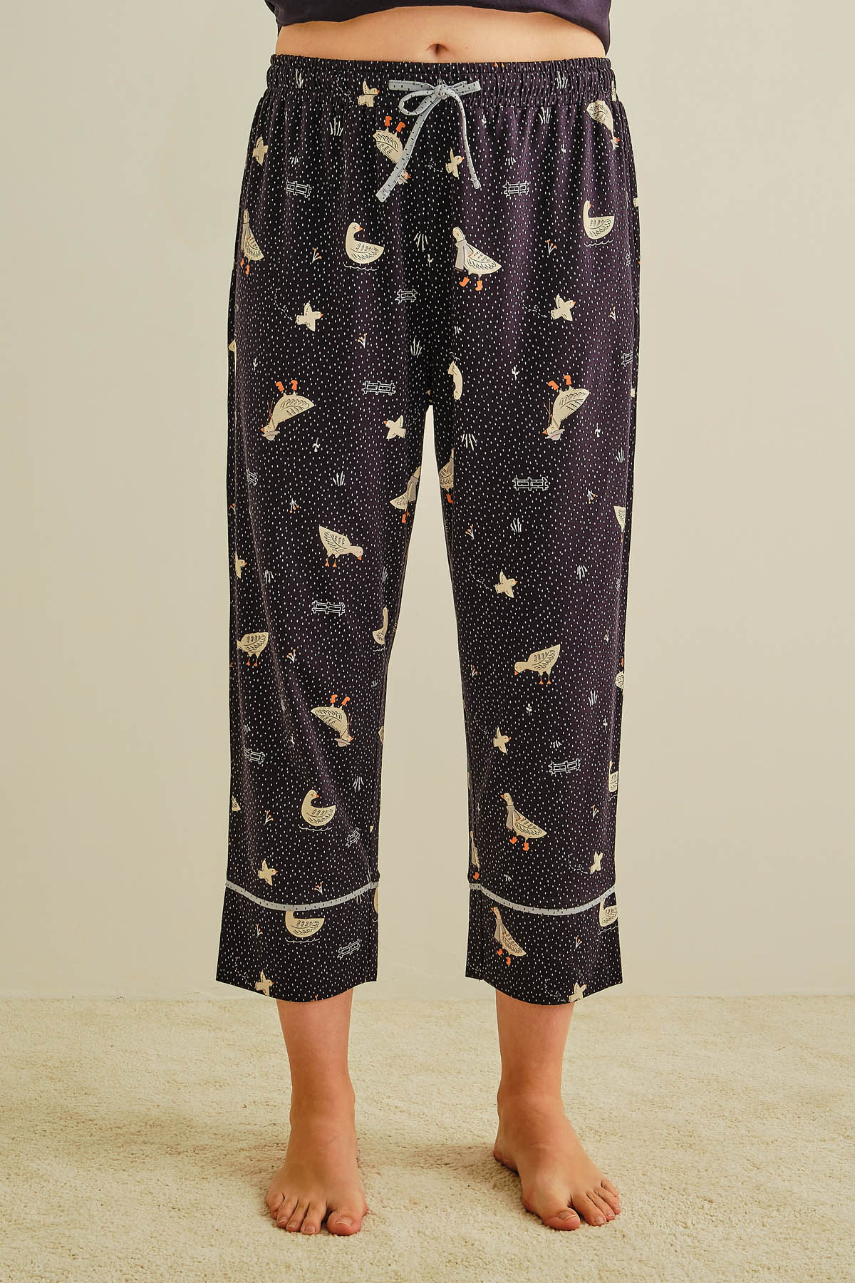 Kadın Büyük Beden Pamuklu Uzun Pijama Altı