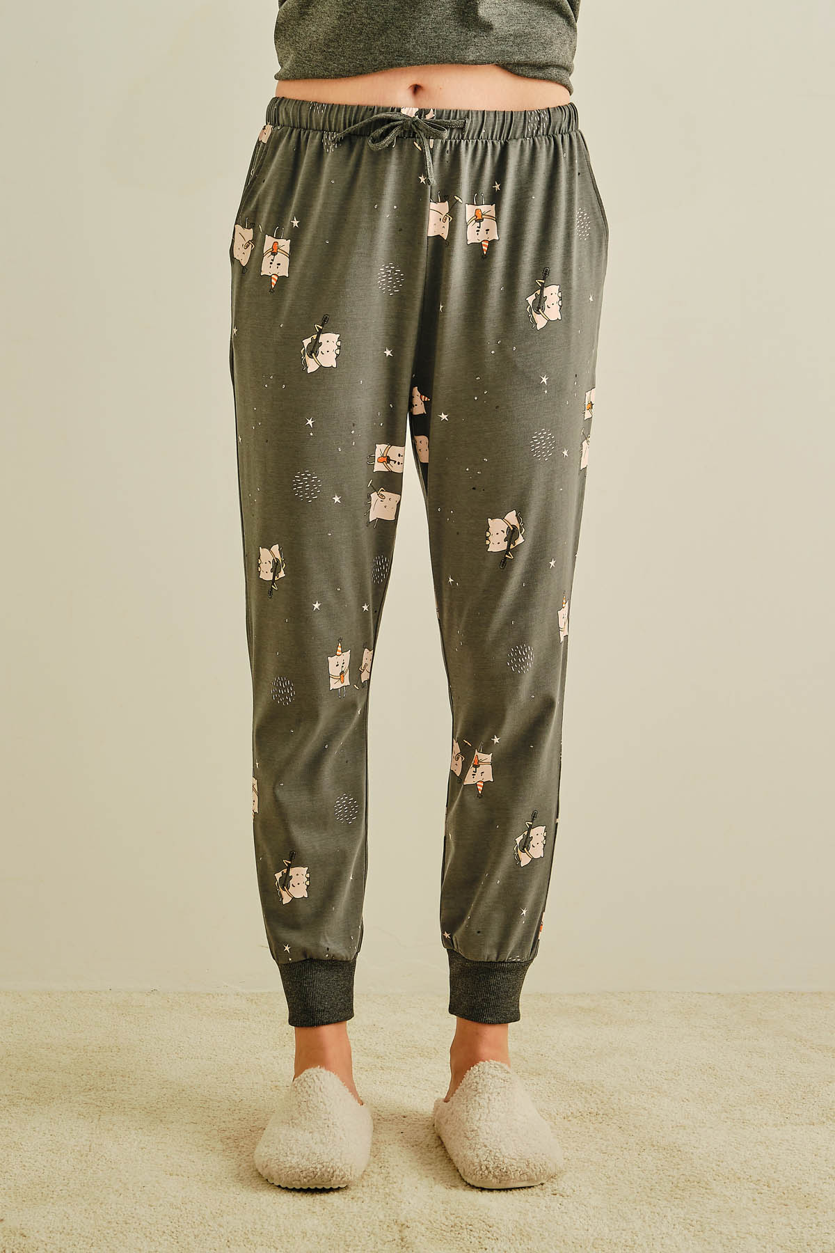 Kadın Büyük Beden Pamuklu Uzun Pijama Altı
