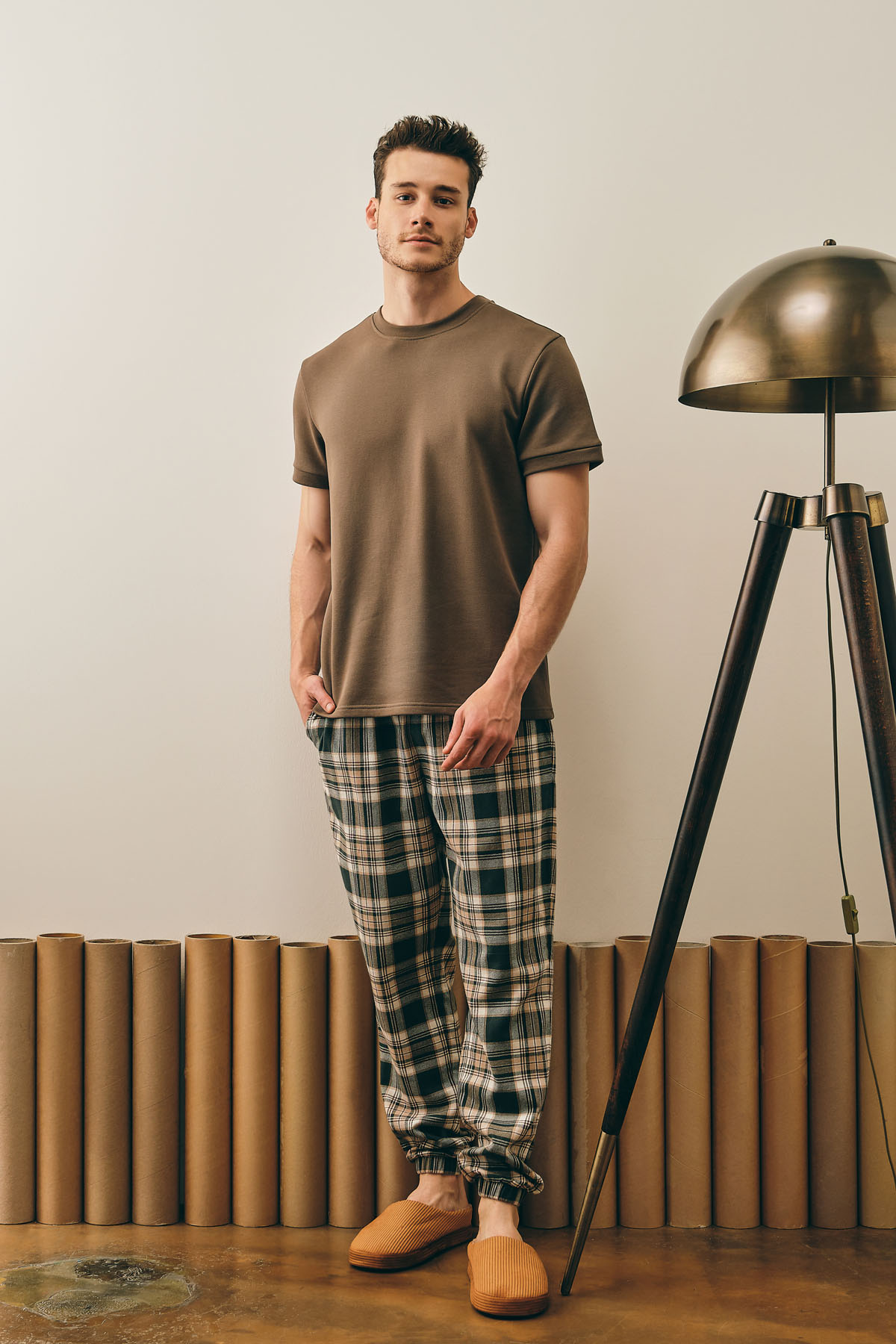 Erkek Pamuklu Üst Dokuma Alt Pijama Takımı