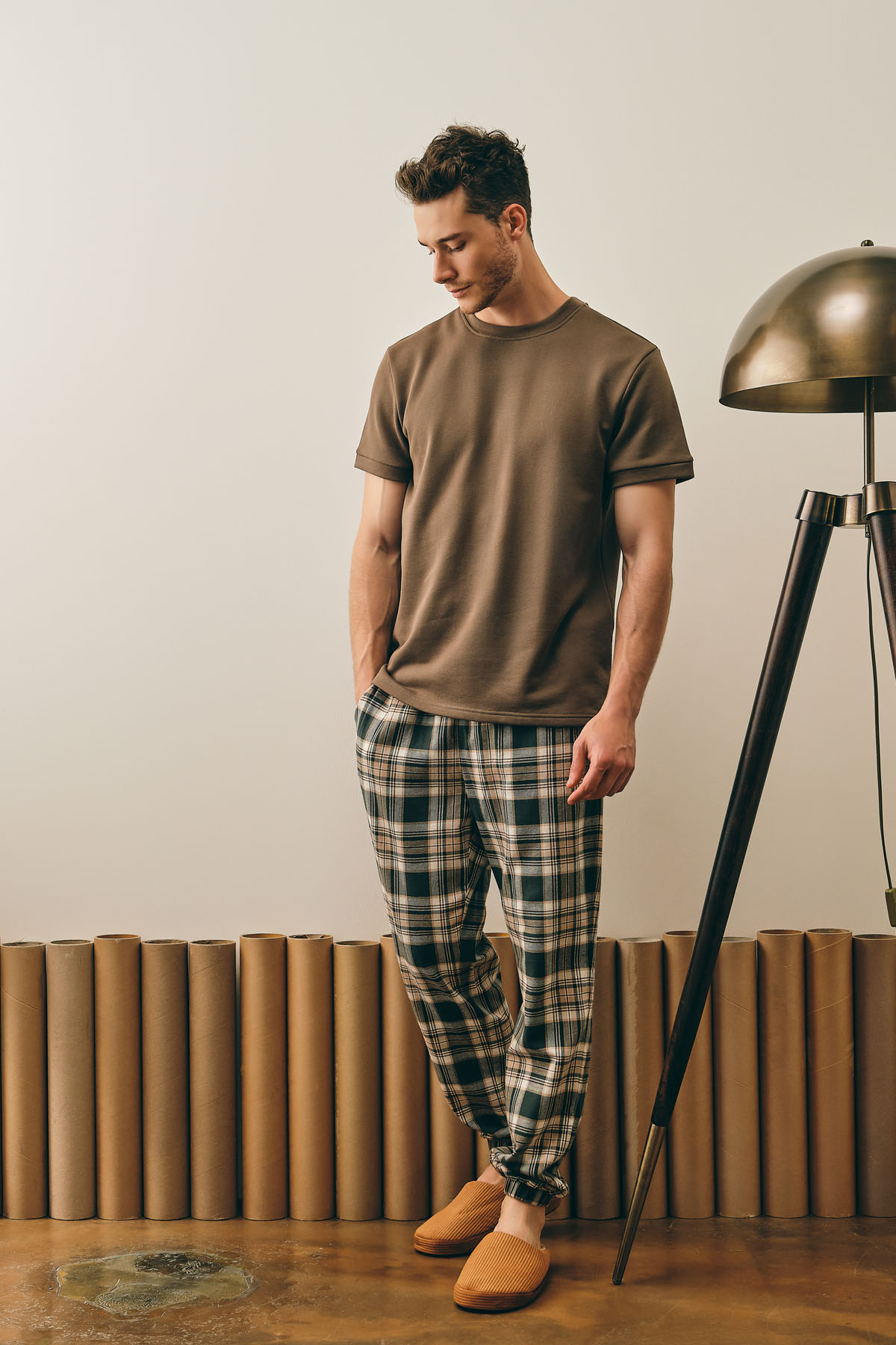 Erkek Pamuklu Üst Dokuma Alt Pijama Takımı