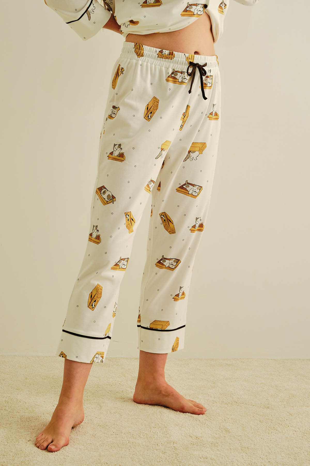 Kadın Büyük Beden Pamuklu Uzun Pijama Altı