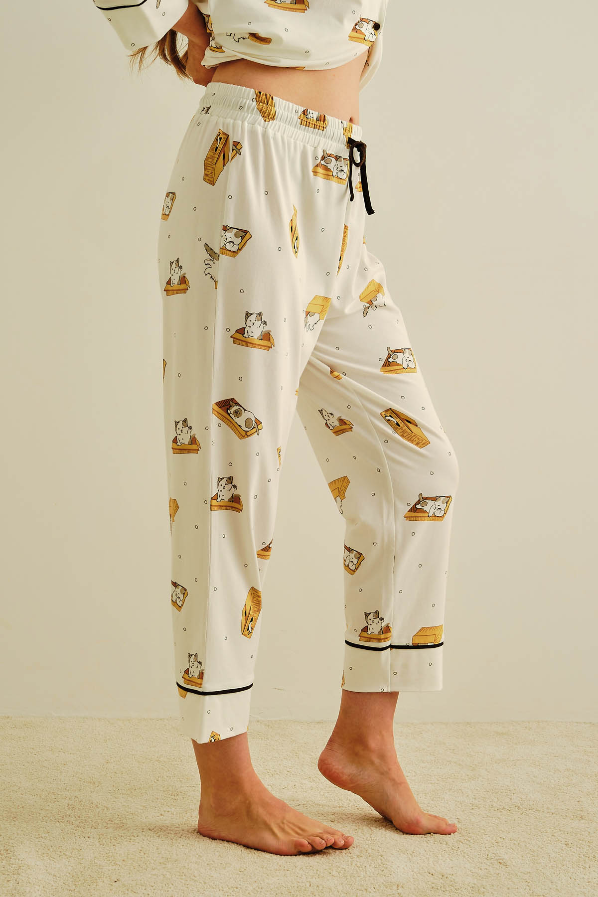 Kadın Büyük Beden Pamuklu Uzun Pijama Altı