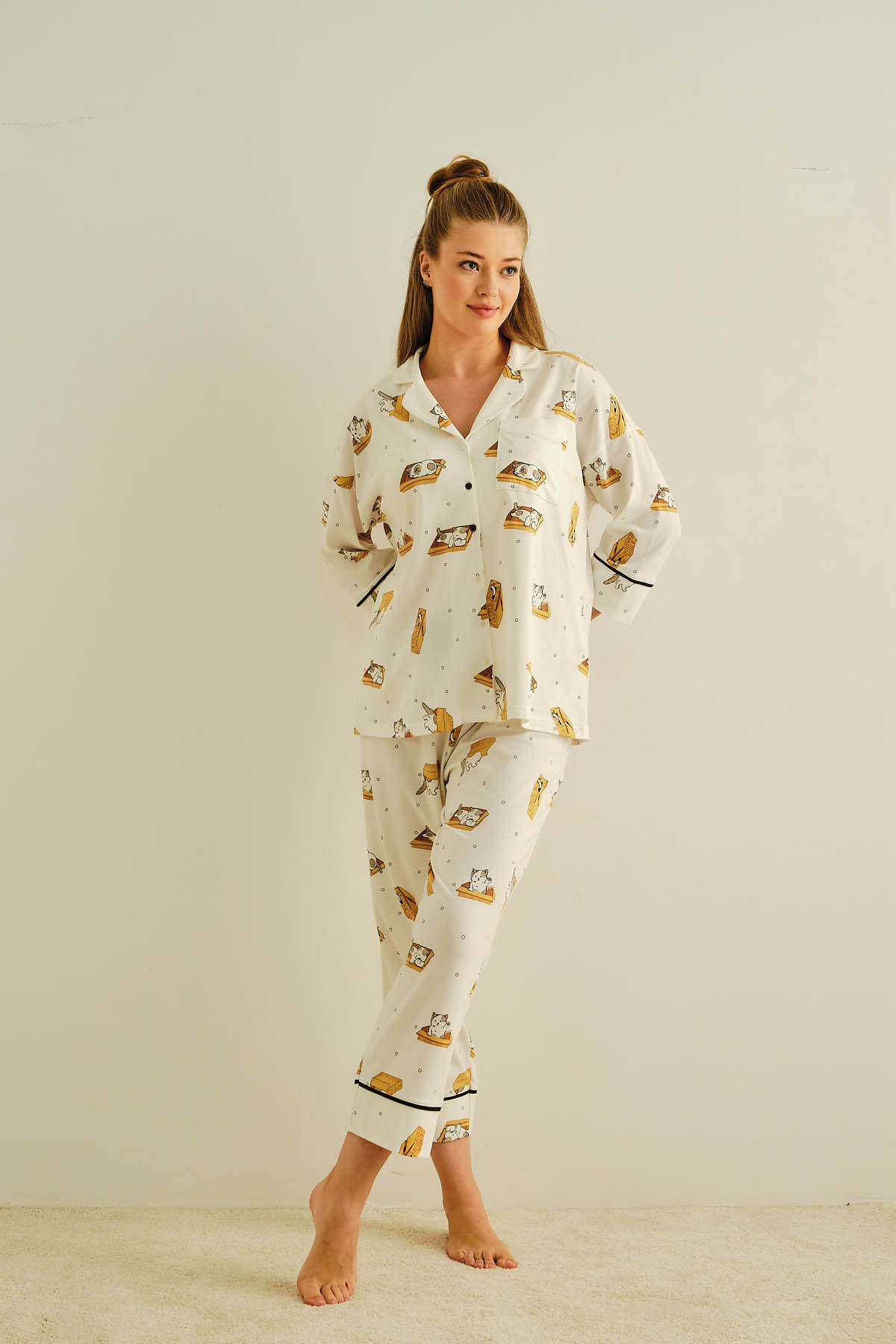 Kadın Büyük Beden Pamuklu Uzun Pijama Altı