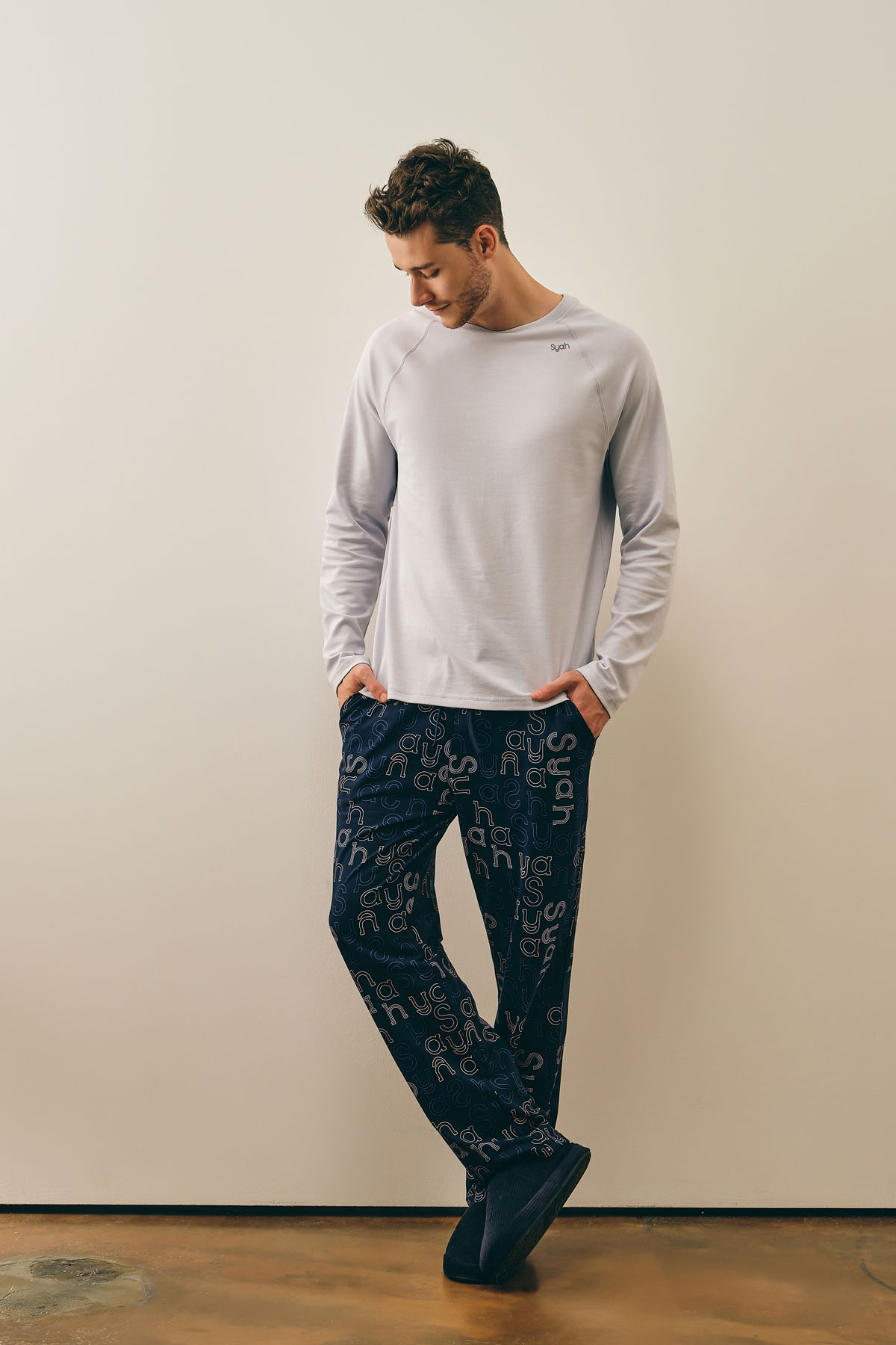 Erkek Pamuklu Düğmeli Uzun Pijama Takımı
