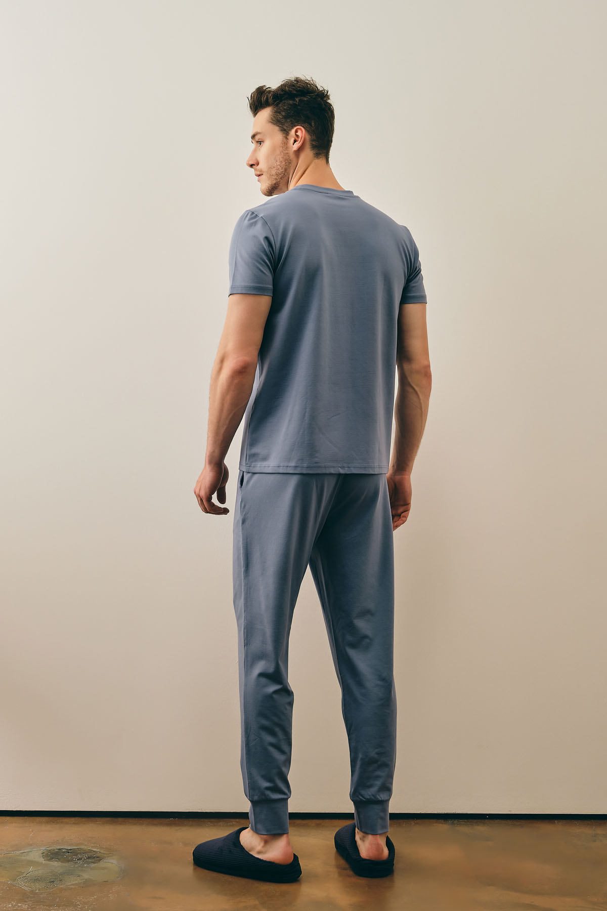 Erkek Pamuklu Belde Kontrast Biye Detaylı Pijama Altı