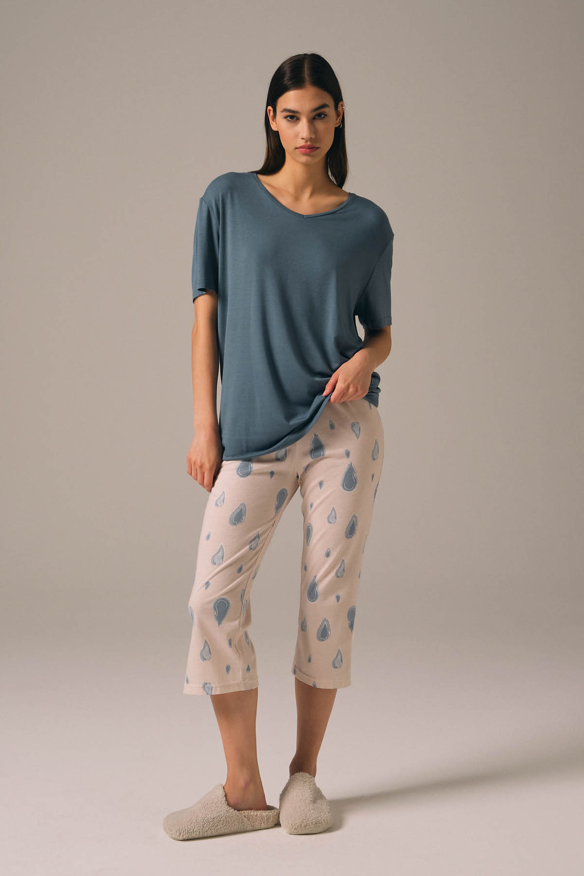 Kadın Pamuklu Midi Pijama Altı