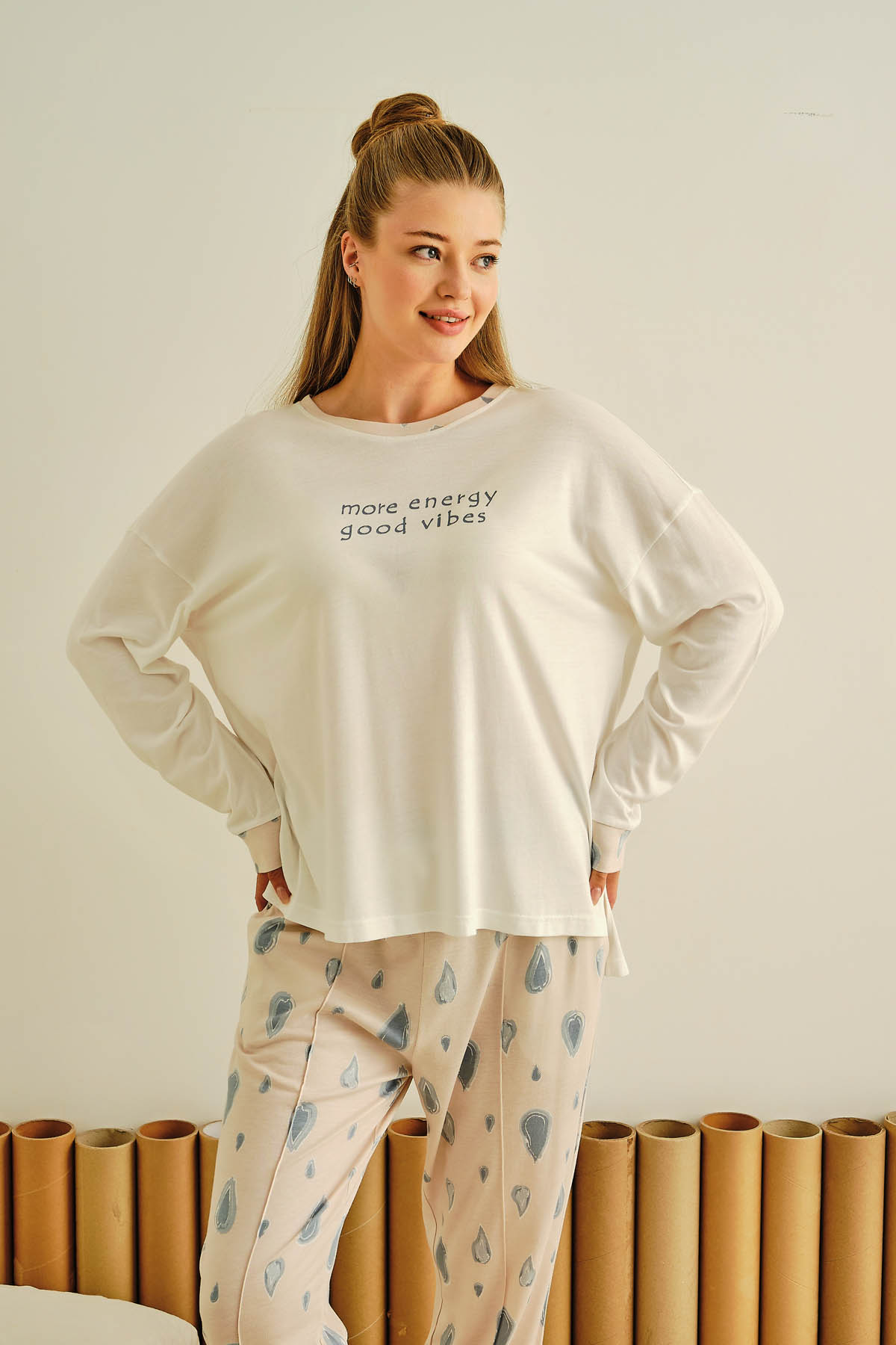 Kadın Büyük Beden Modal Pijama Üstü