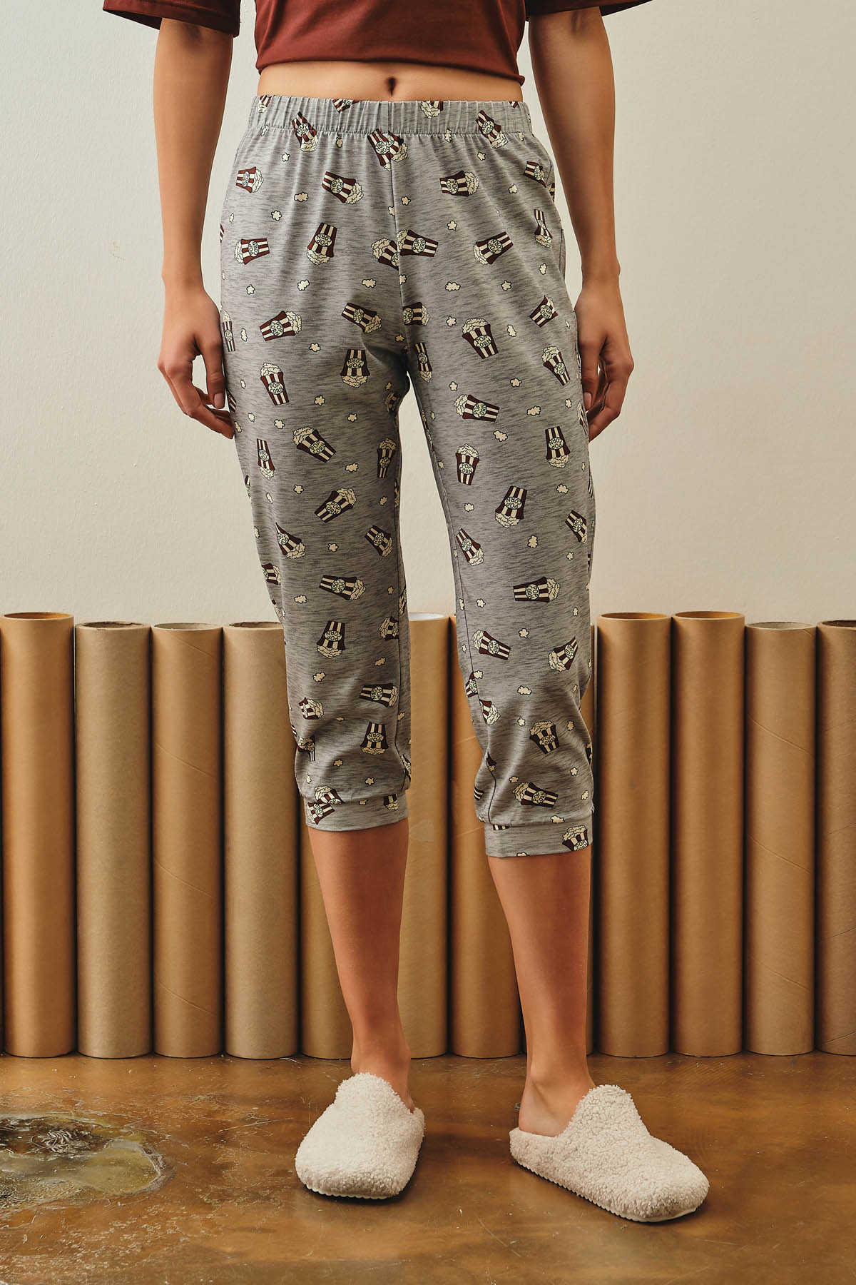 Kadın Pamuklu Kapri Pijama Altı