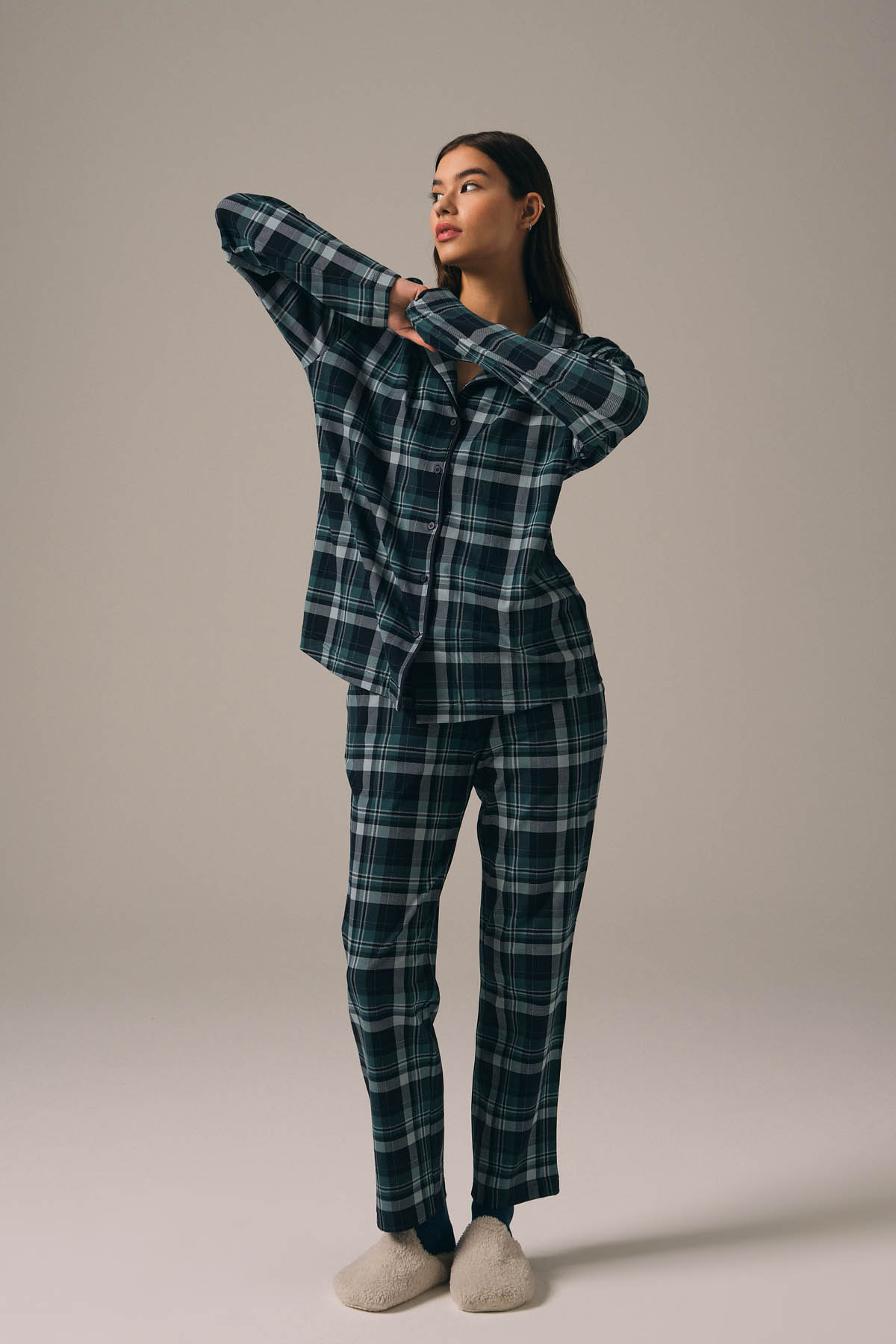 Kadın Pamuklu Cepli Uzun Pijama Altı