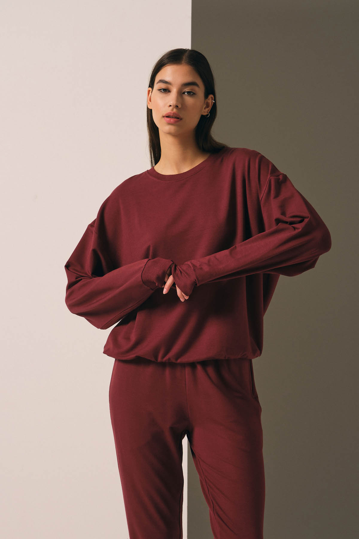 Kadın İki İplik Modal Sweatshirt