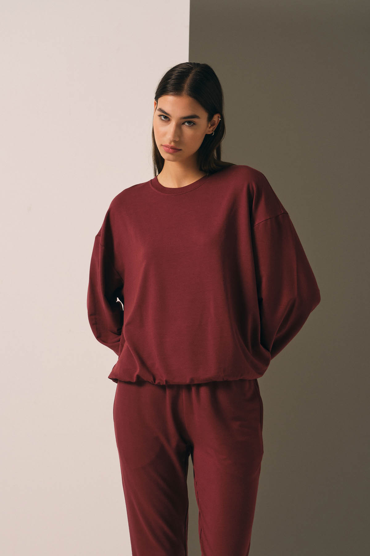 Kadın İki İplik Modal Sweatshirt