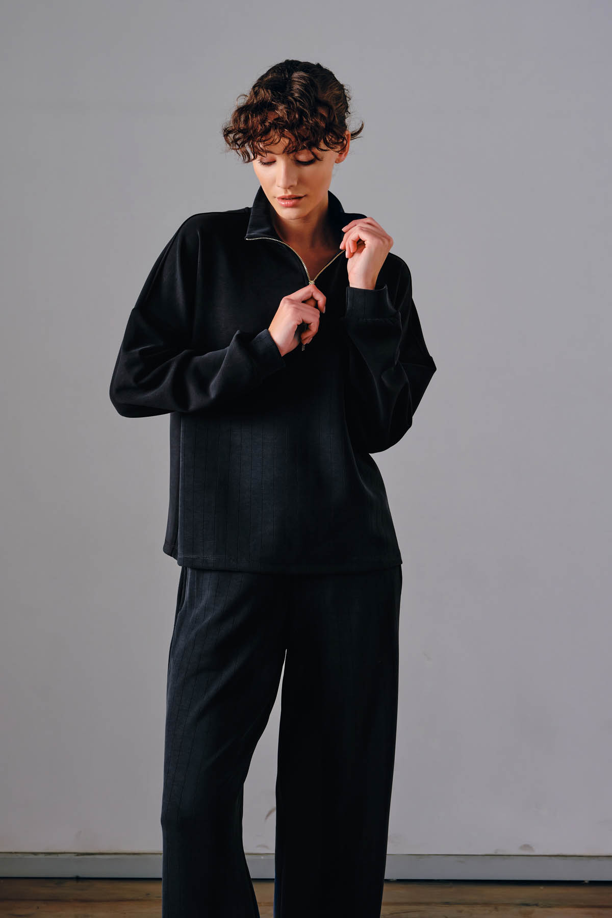 Kadın Soft Touch Yarım Fermuarlı Sweatshirt