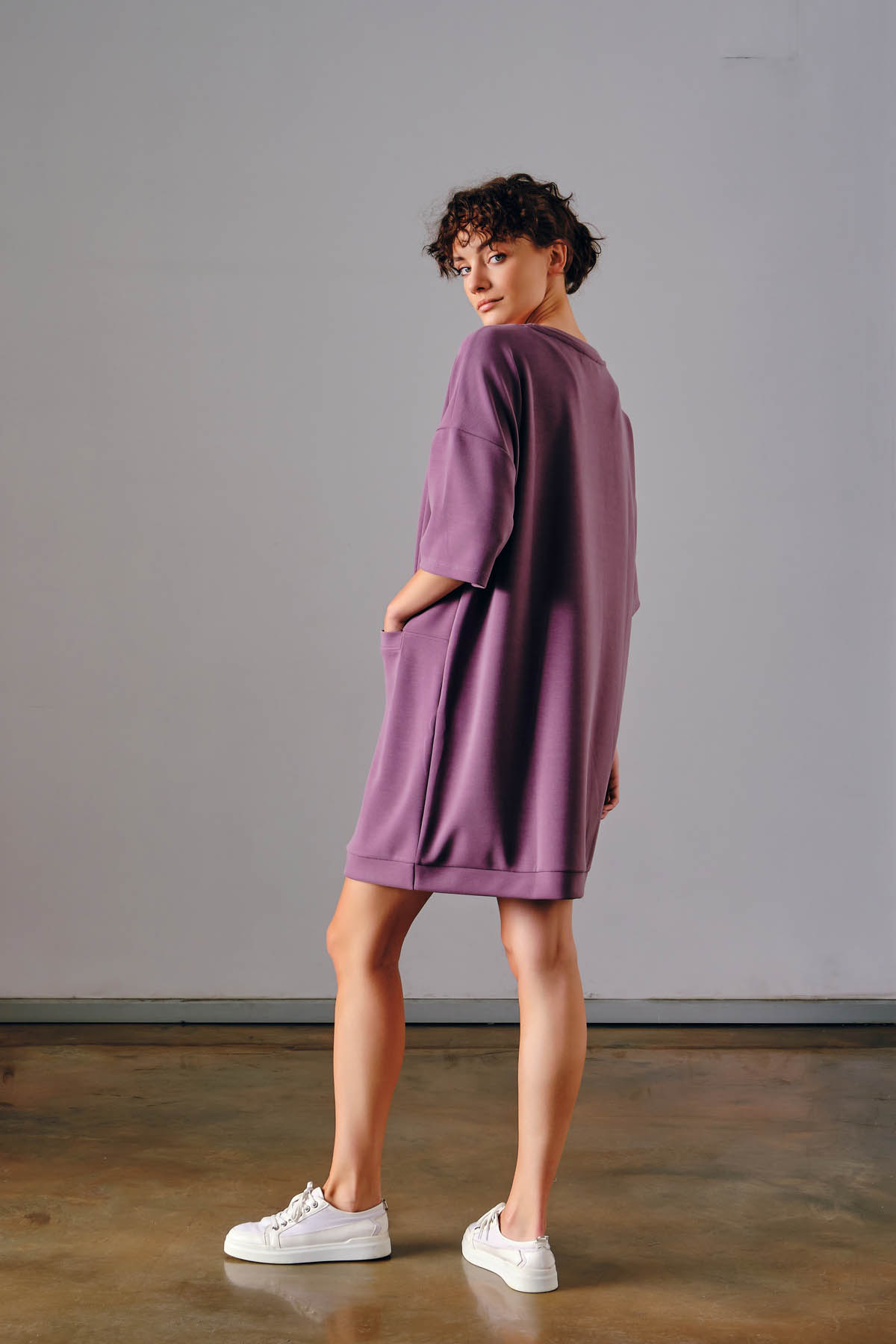 Kadın Soft Touch Cep Detaylı Kısa Kollu Elbise