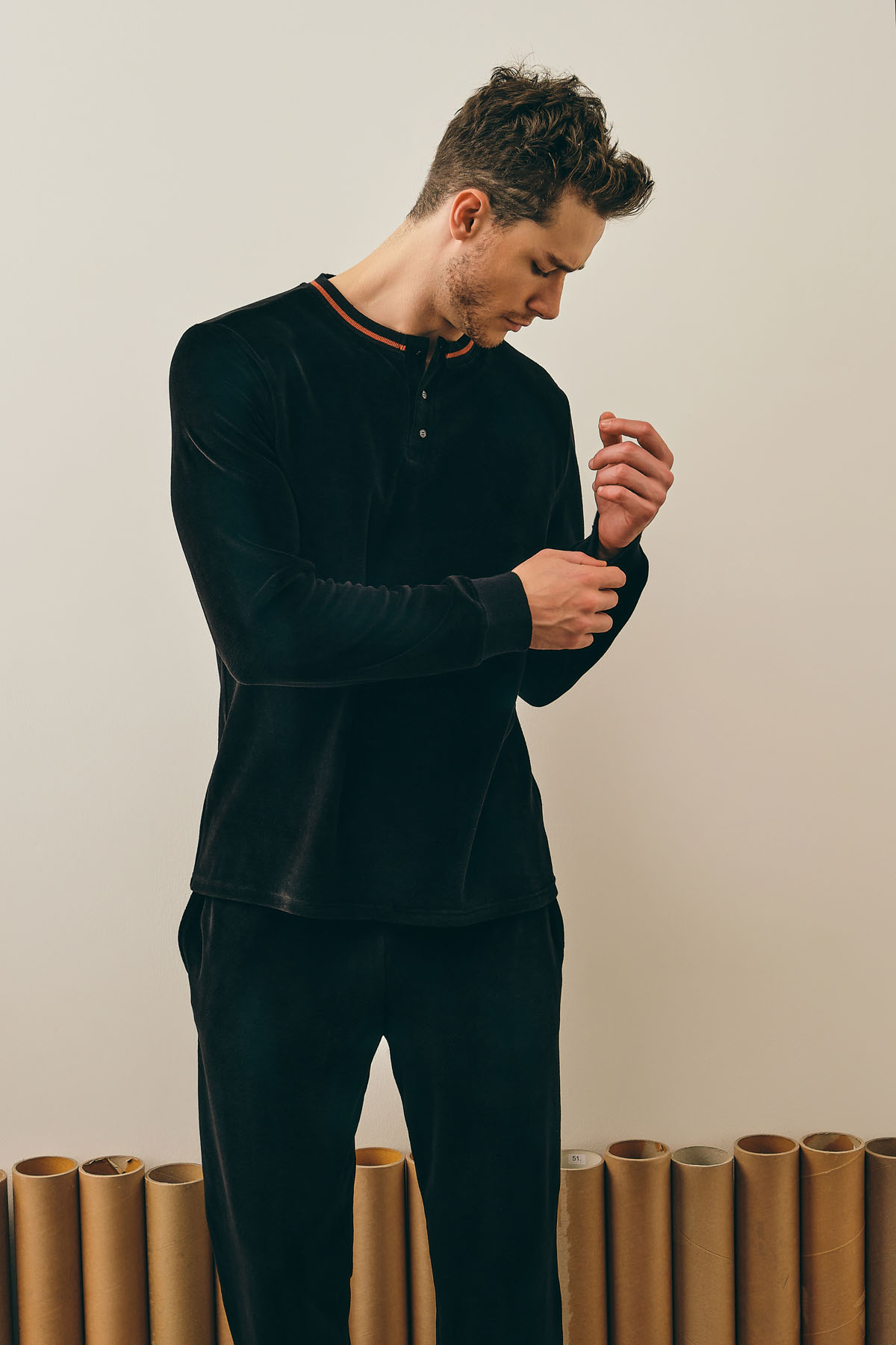 Erkek Pamuklu Kadife Sweatshirt
