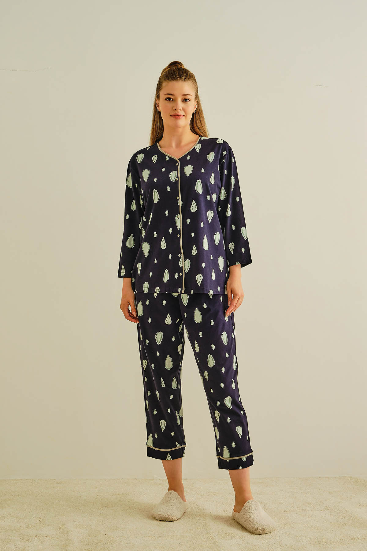 Kadın Büyük Beden Pamuklu Uzun Pijama Altı