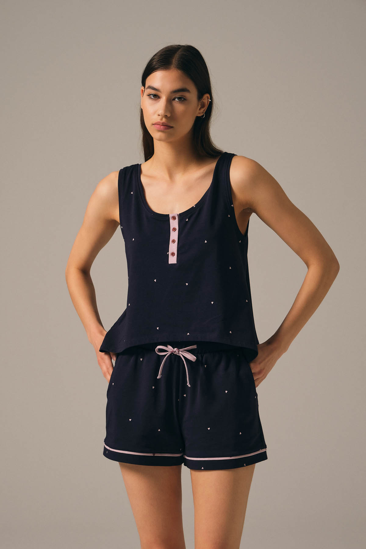 Kadın Pamuklu Kolsuz Atlet Pijama Üstü