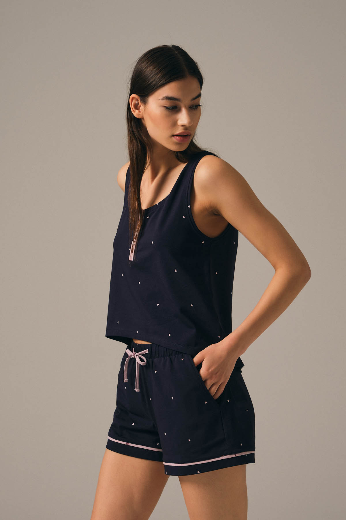 Kadın Pamuklu Kolsuz Atlet Pijama Üstü