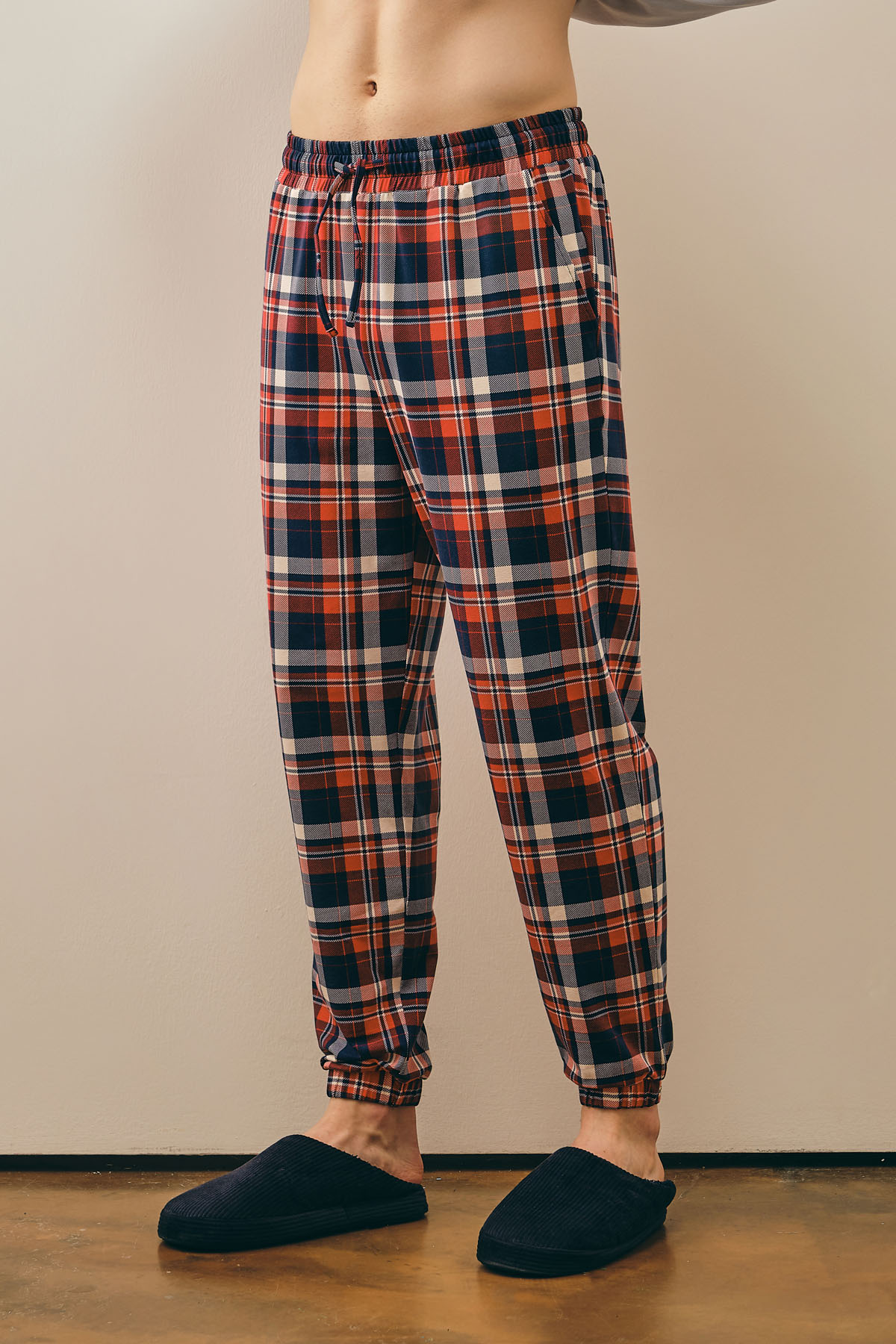Erkek Pamuklu Paçası Lastikli Uzun Pijama Altı