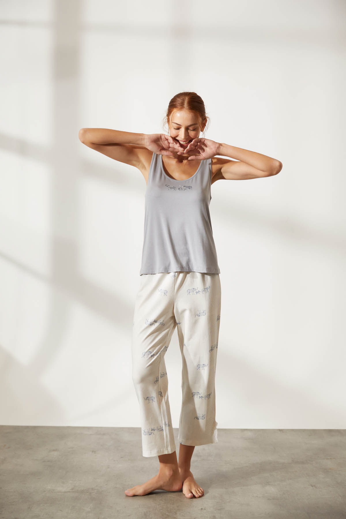 Kadın Modal Pamuklu Kalın Askılı Kapri Pijama Takımı
