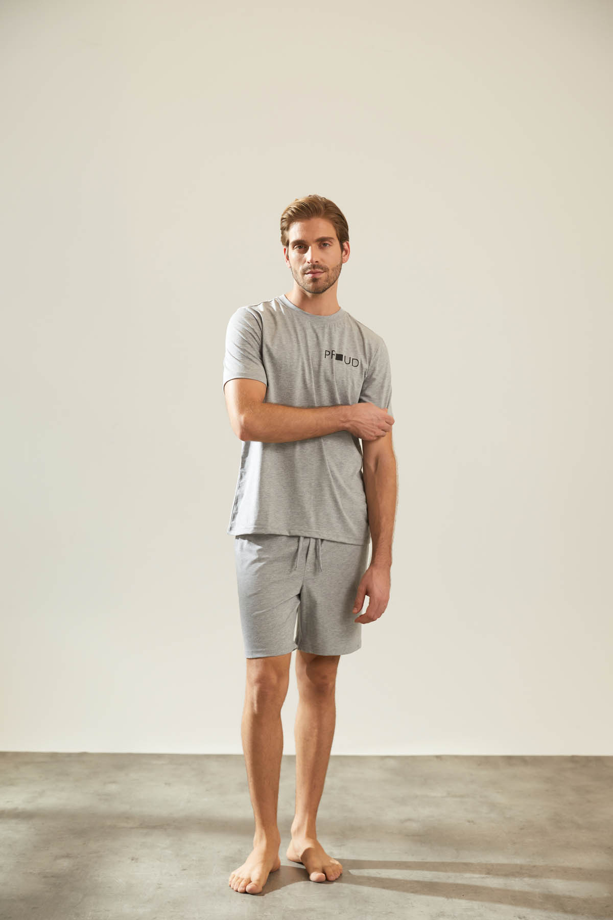 Erkek Pamuklu Kısa Kollu Şort Pijama Takımı