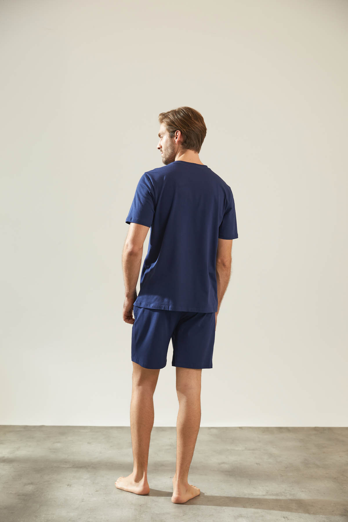 Erkek Pamuklu Kısa Kollu Şort Pijama Takımı