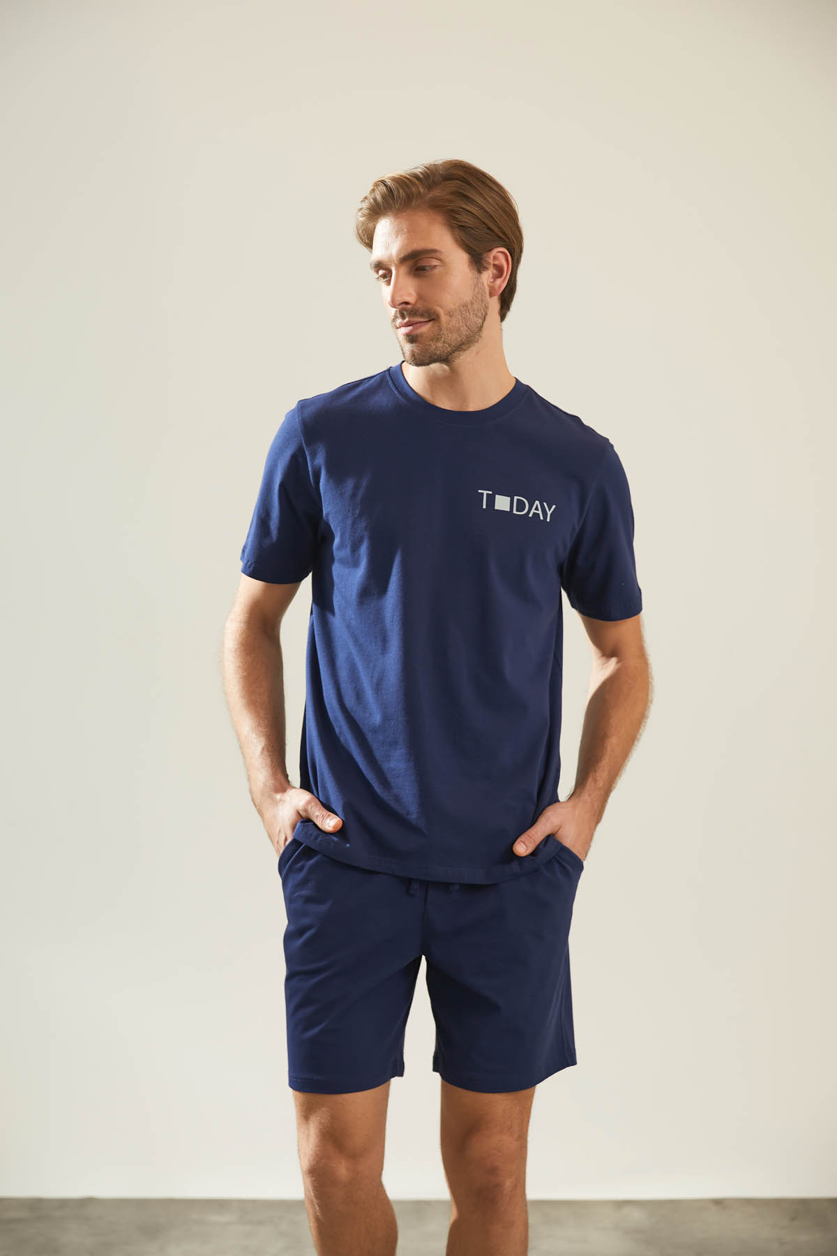 Erkek Pamuklu Kısa Kollu Pijama Üstü