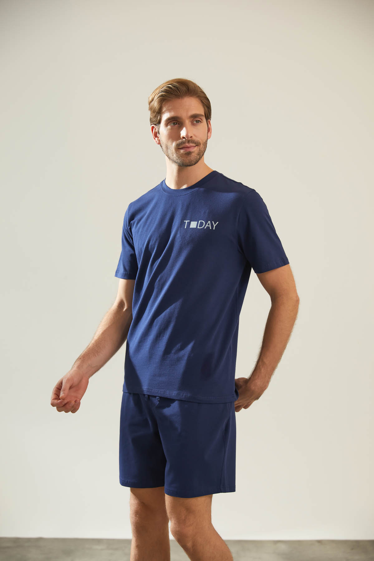 Erkek Pamuklu Kısa Kollu Pijama Üstü