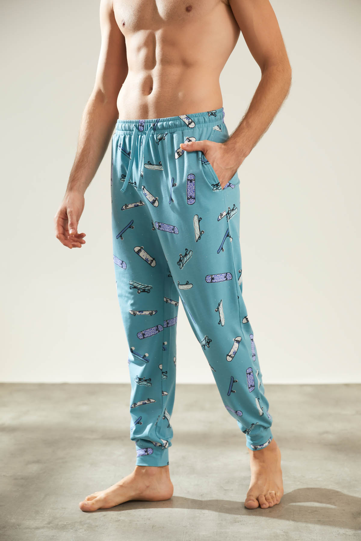 Erkek Pamuklu Uzun Cepli Pijama Altı
