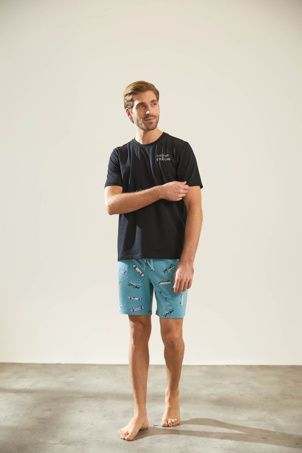 Erkek Pamuklu Kısa Kollu Pijama Üstü