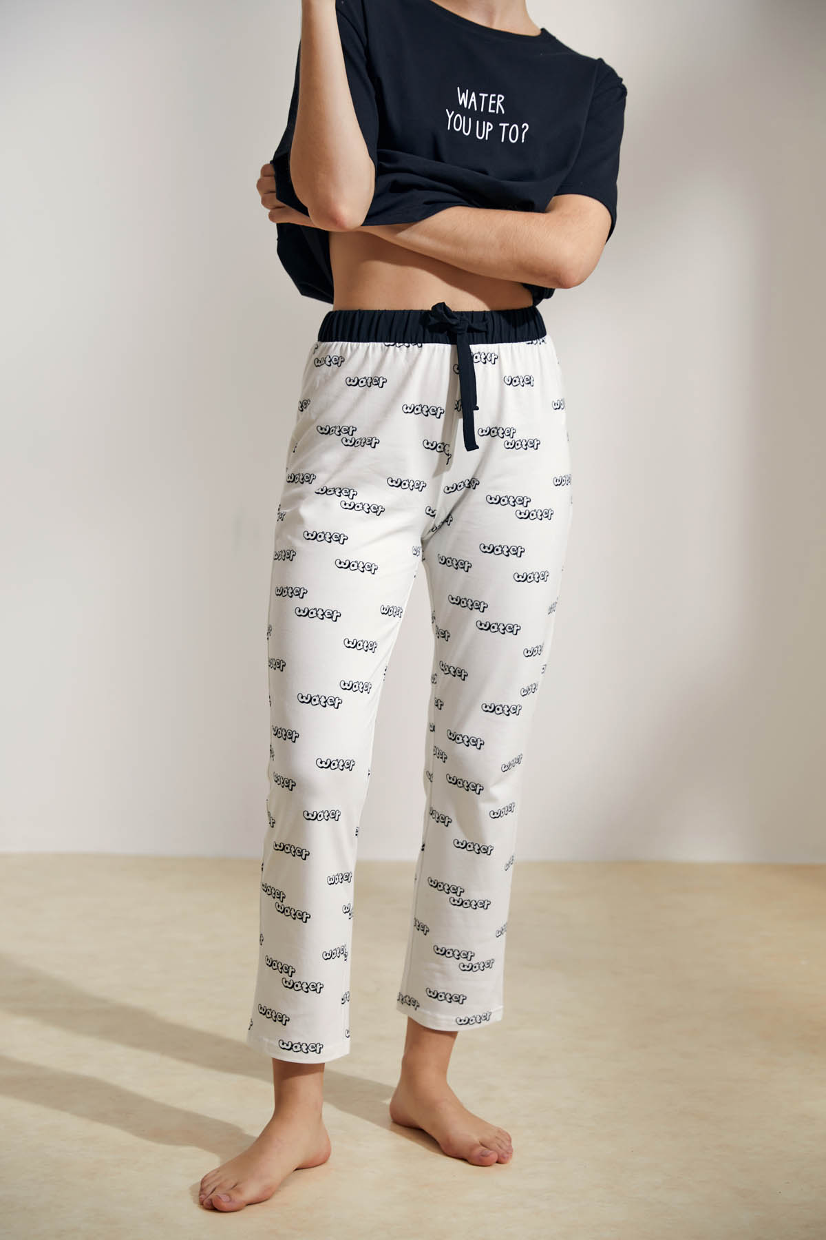 Kadın Pamuklu Midi  Pijama Altı