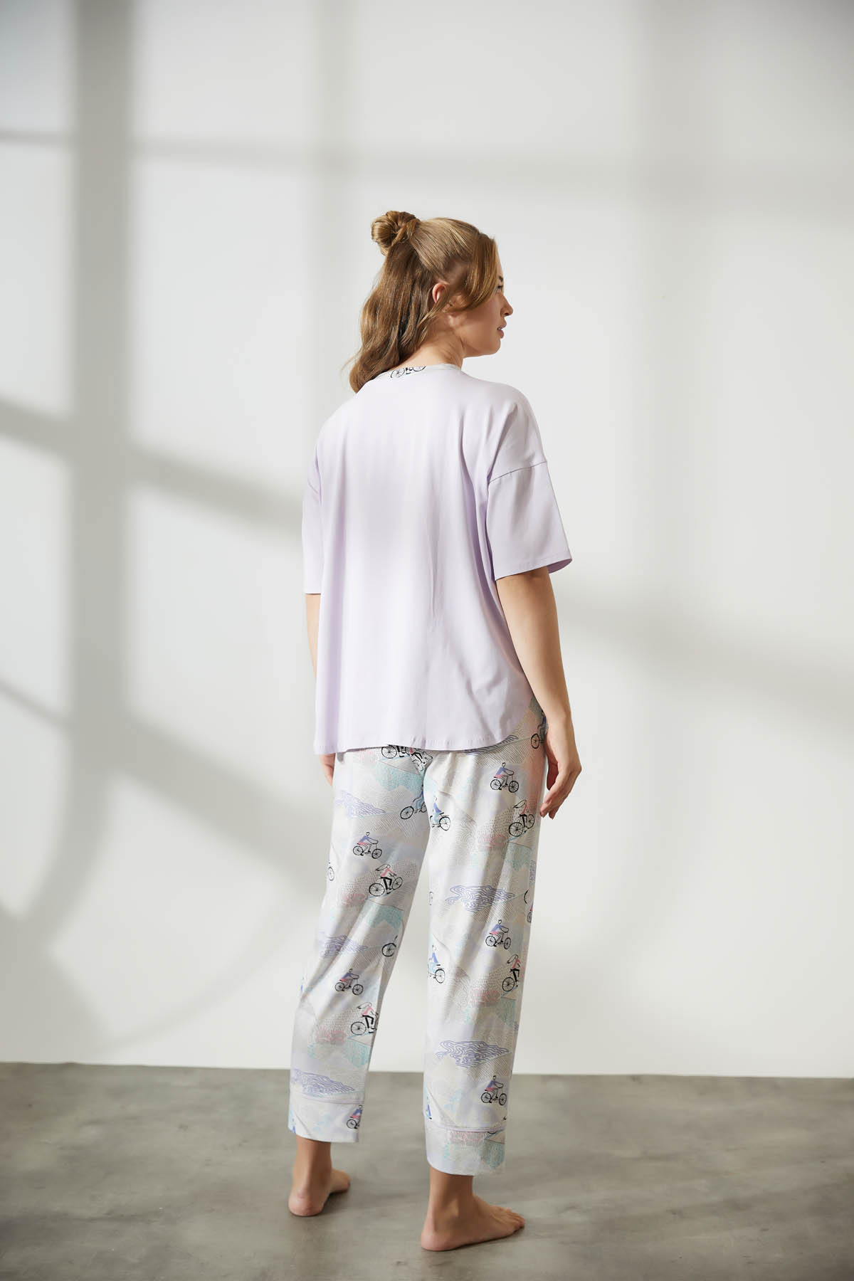 Kadın Plus Size Pamuklu Kısa Kollu Pijama Üstü