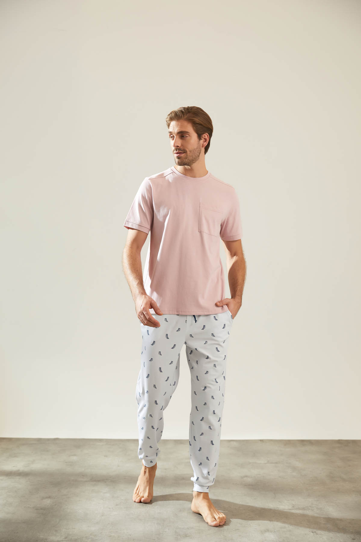 Erkek Pamuklu Uzun Cepli Pijama Altı