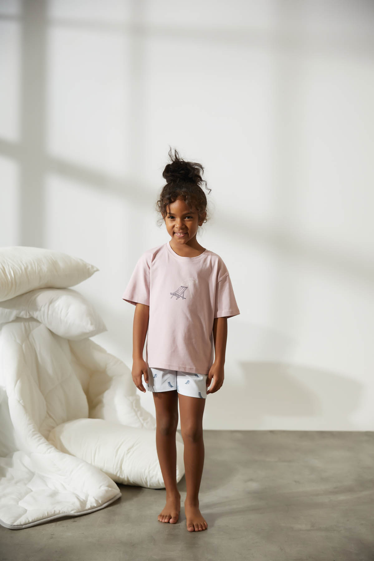 Kız Çocuk Pamuklu Kısa Kollu Şortlu Pijama Takımı