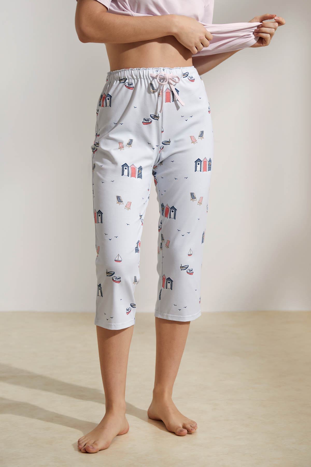 Kadın Pamuklu Kapri Pijama Altı