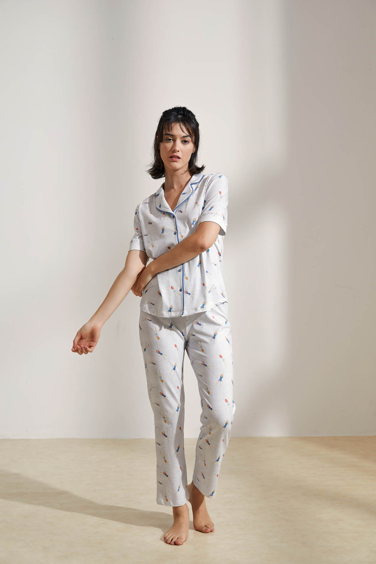 Kadın Pamuklu Bağcıklı Uzun Pijama Altı