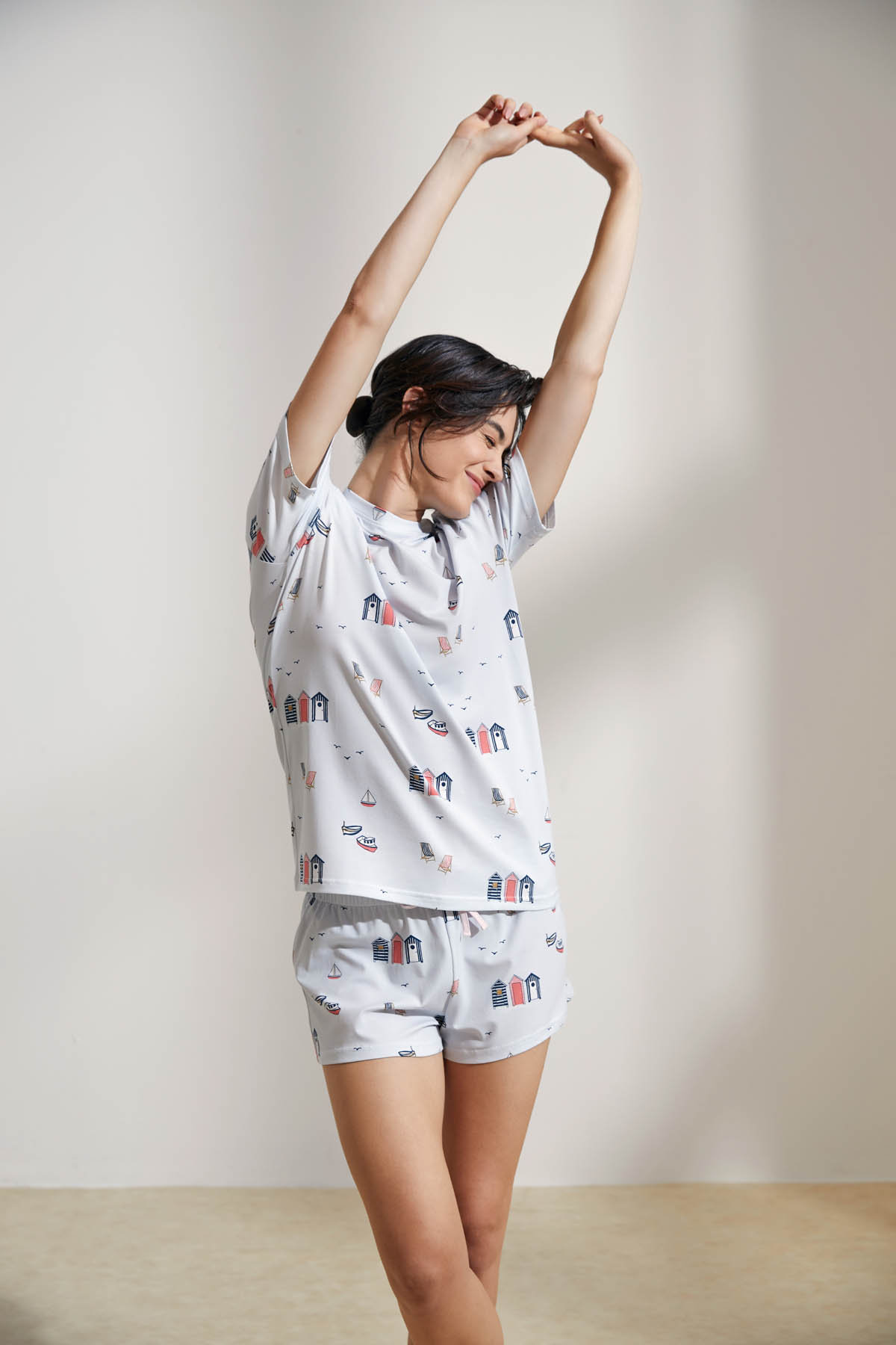 Kadın Pamuklu Kısa Kollu Pijama Üstü