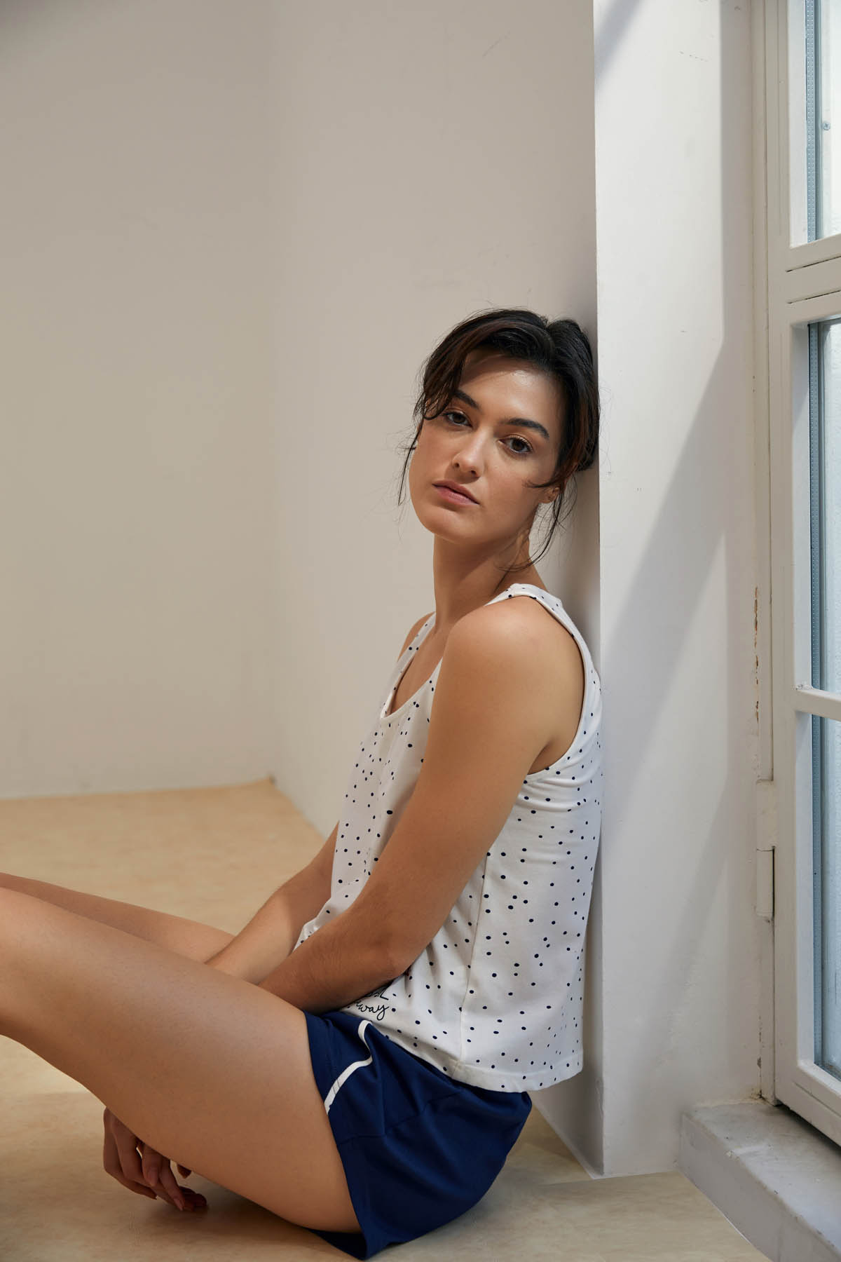 Kadın Pamuklu Kalın Askılı  Şortlu Pijama Takımı