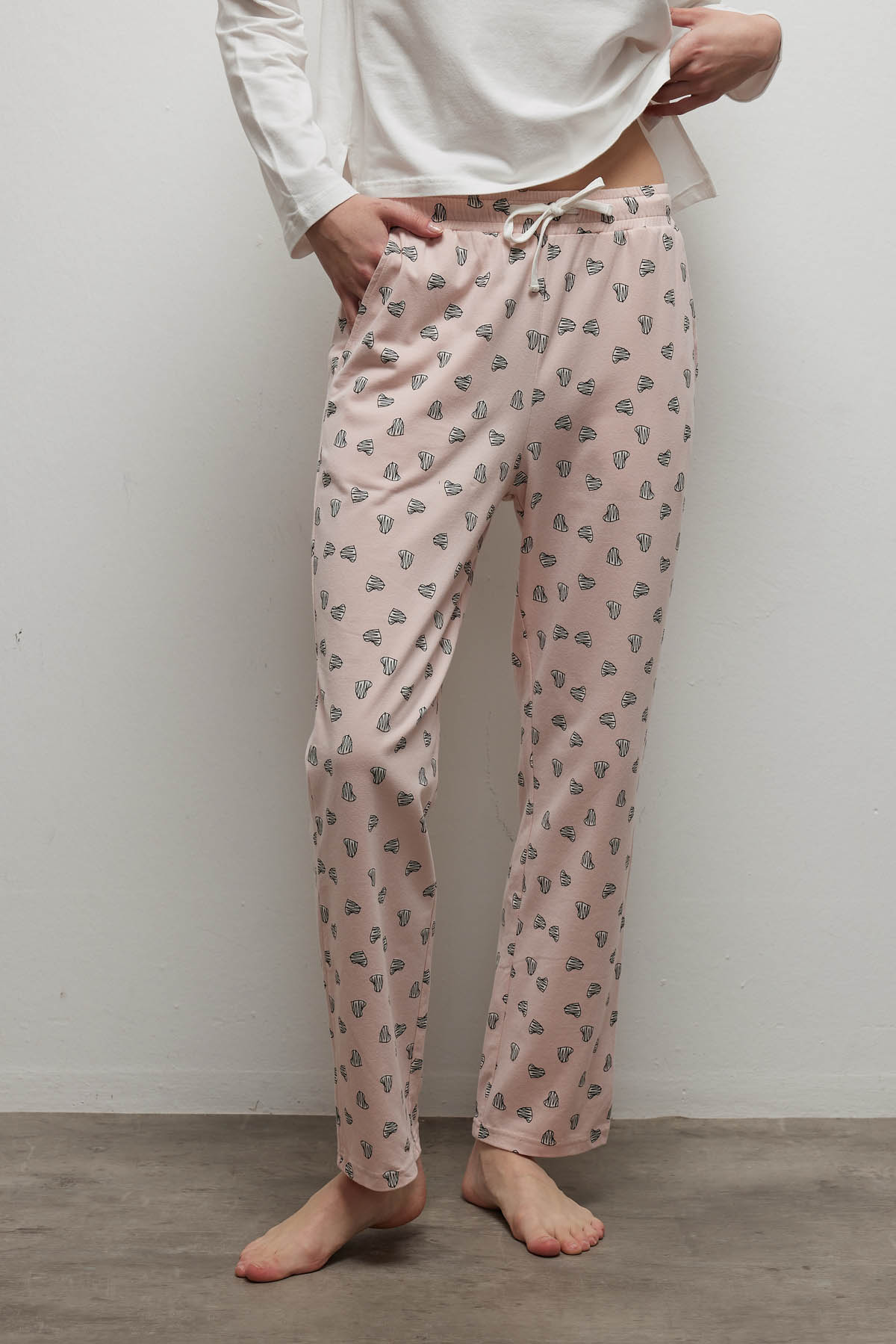 Kadın Pamuklu Cepli Uzun Pijama Altı