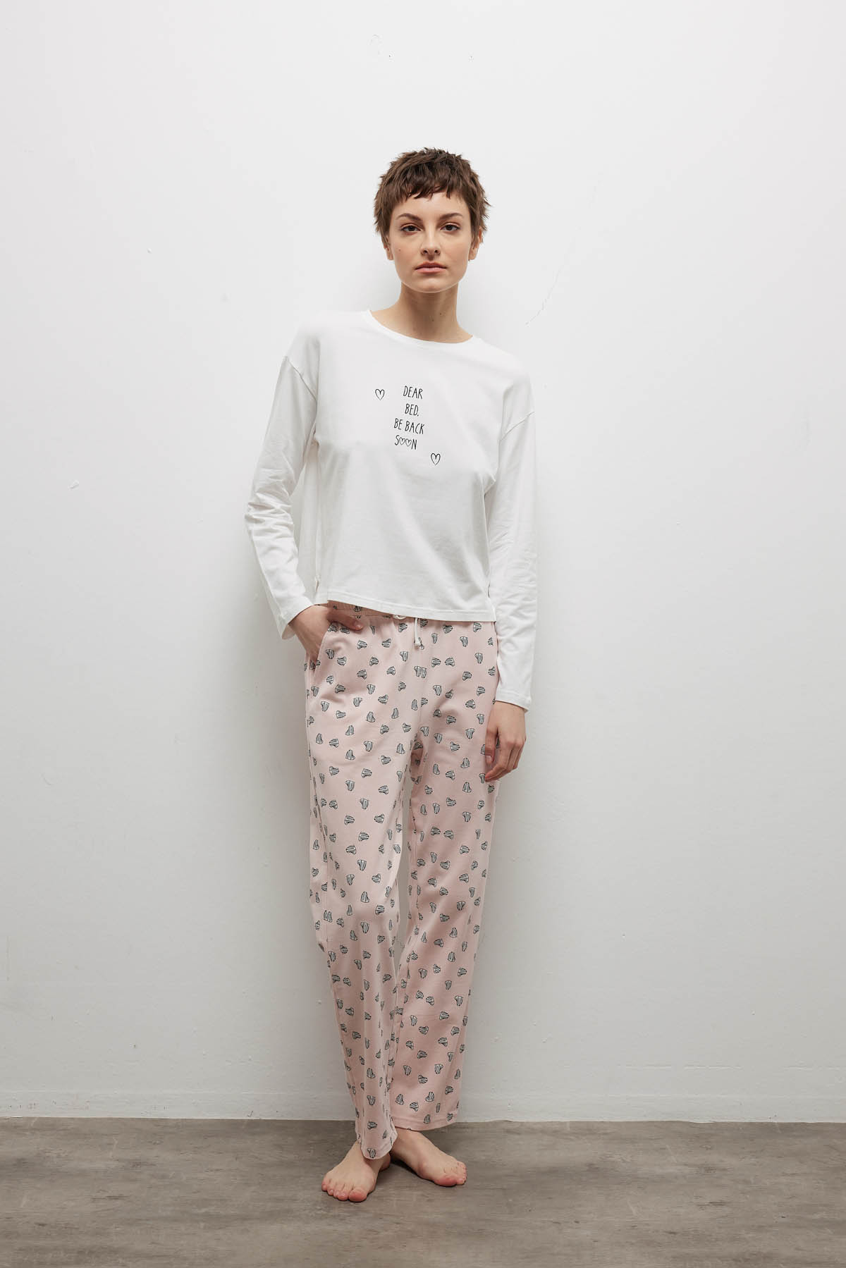 Kadın Pamuklu Uzun Kollu Pijama Takımı