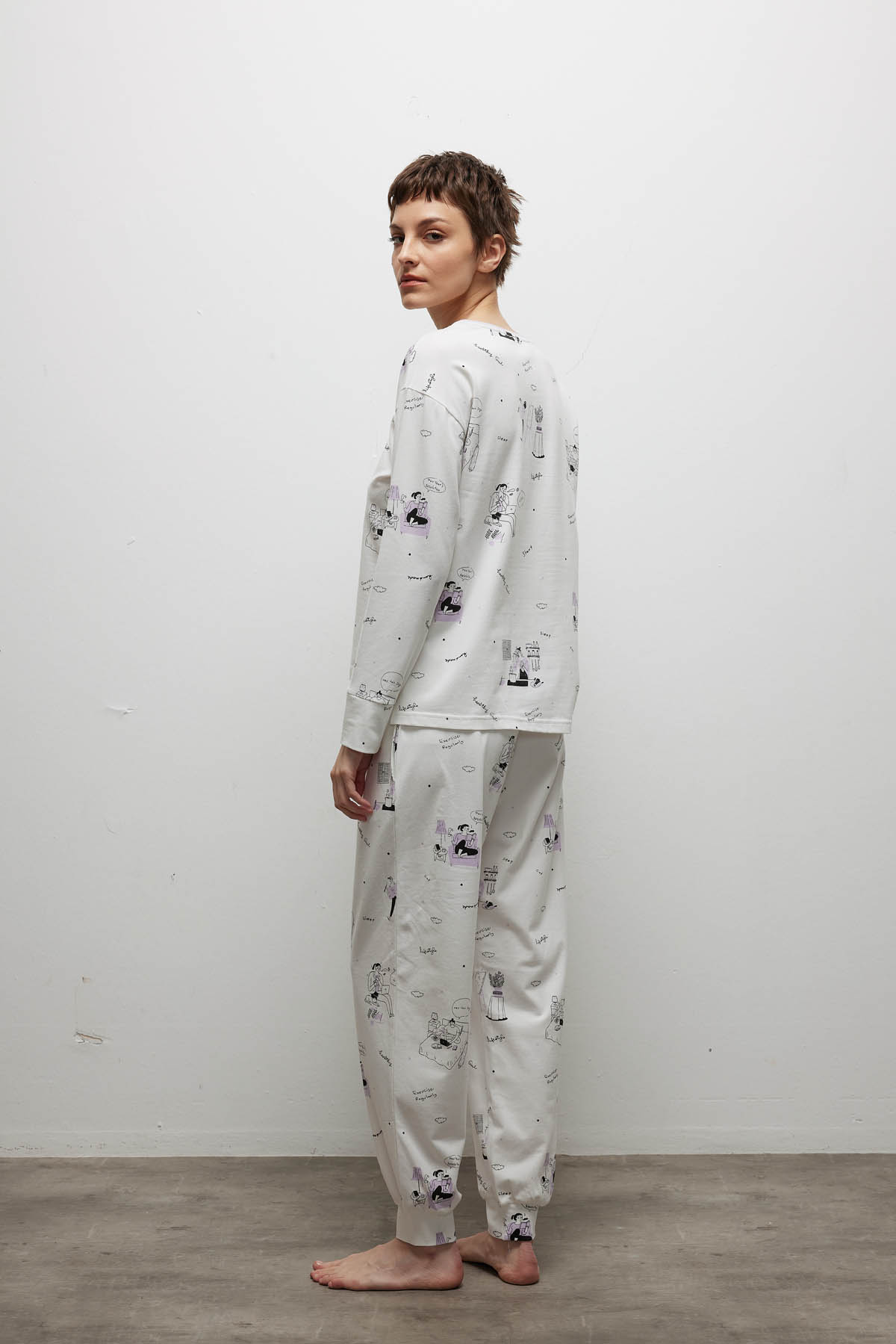 Kadın Pamuklu Uzun Kollu Pijama Takımı