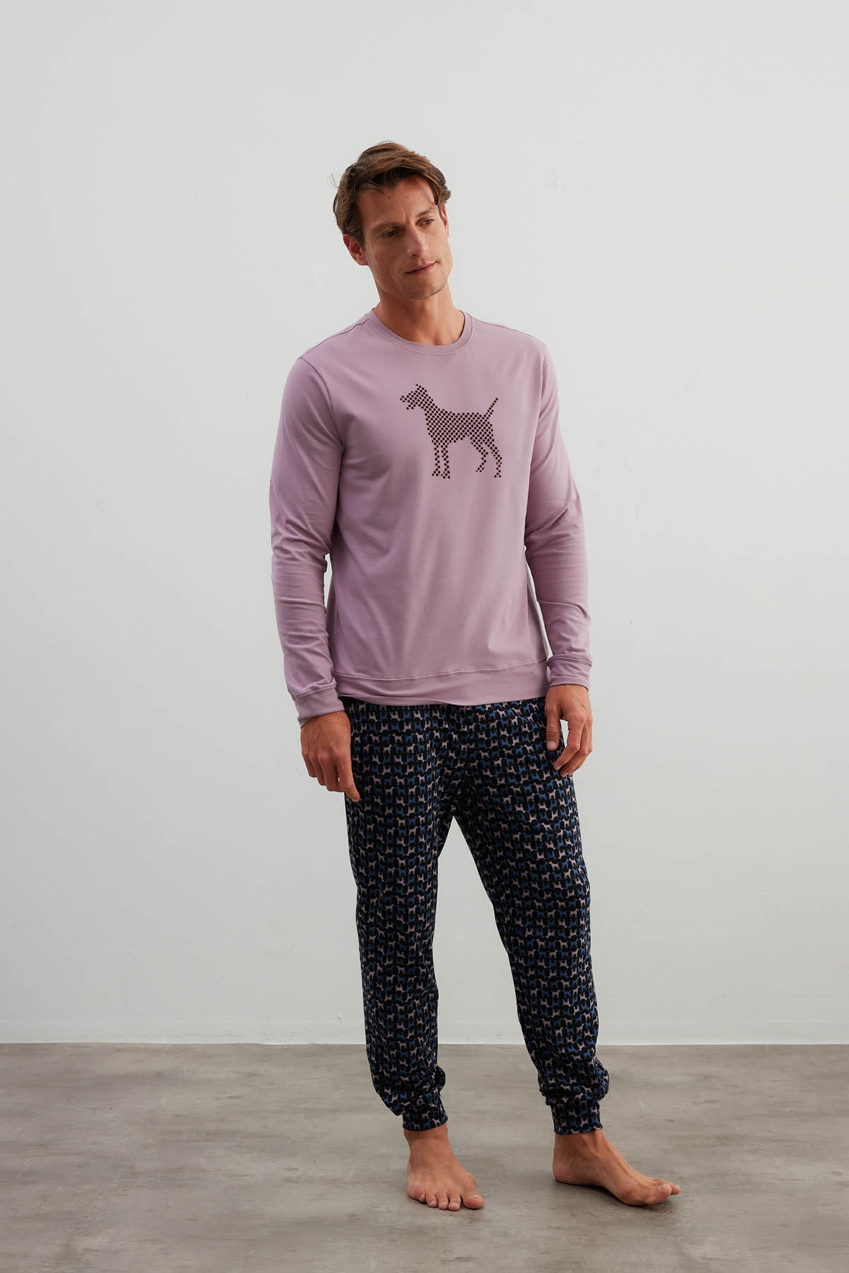 Erkek Pamuklu Uzun Kollu Pijama Takımı