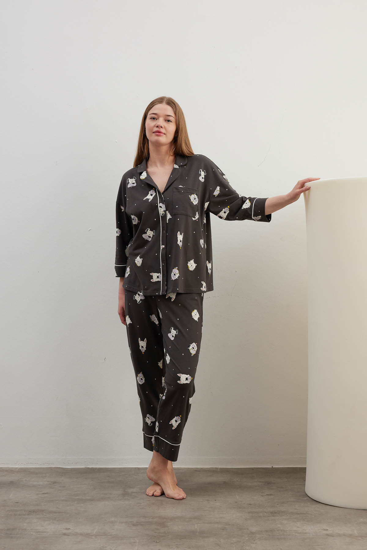 Kadın Plus Size Pamuklu Uzun Pijama Altı