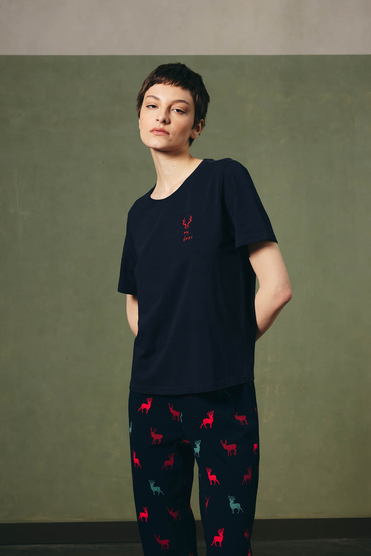 Kadın Pamuklu Kısa Kollu Pijama Üstü