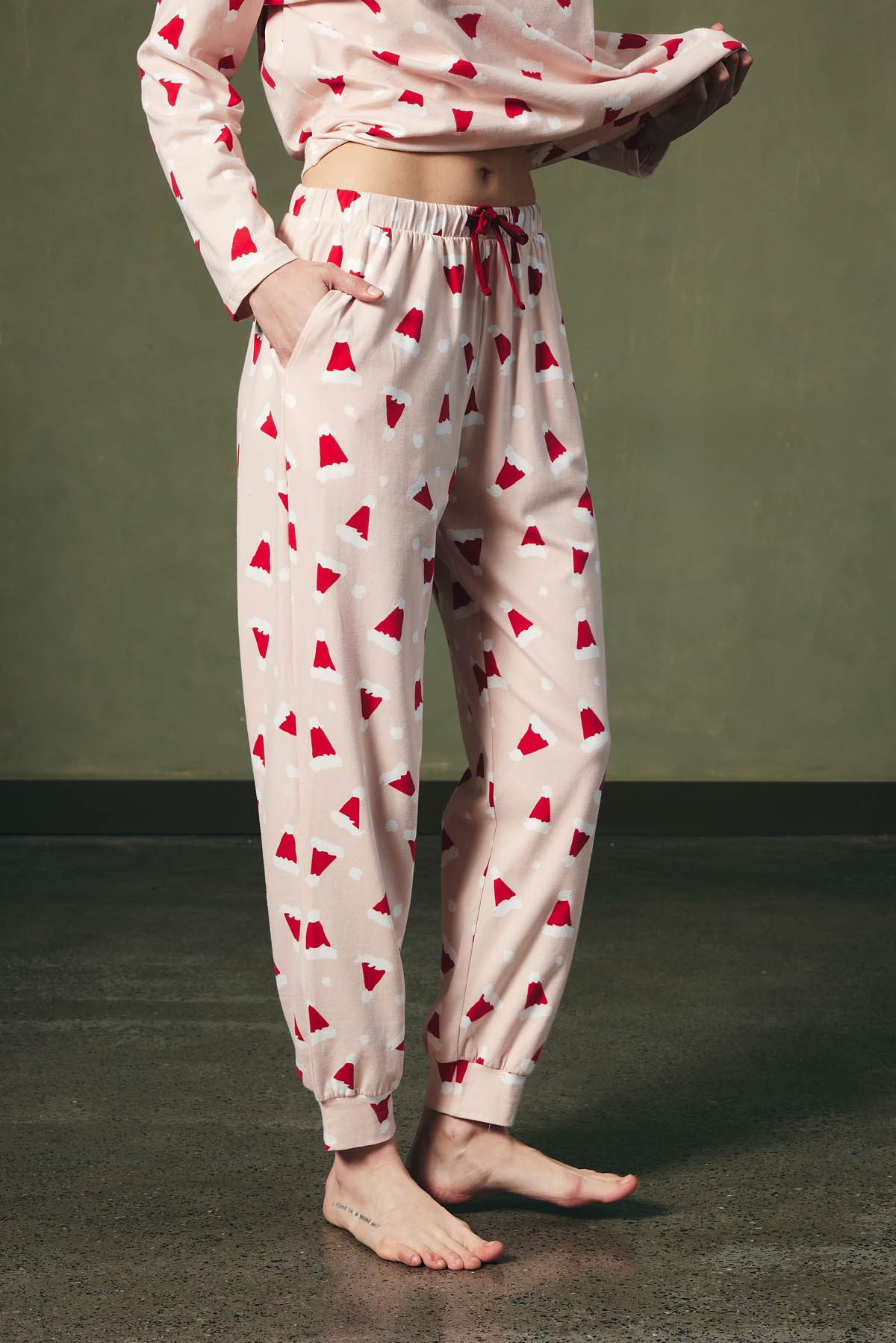 Kadın Pamuklu Cepli Uzun Pijama Altı